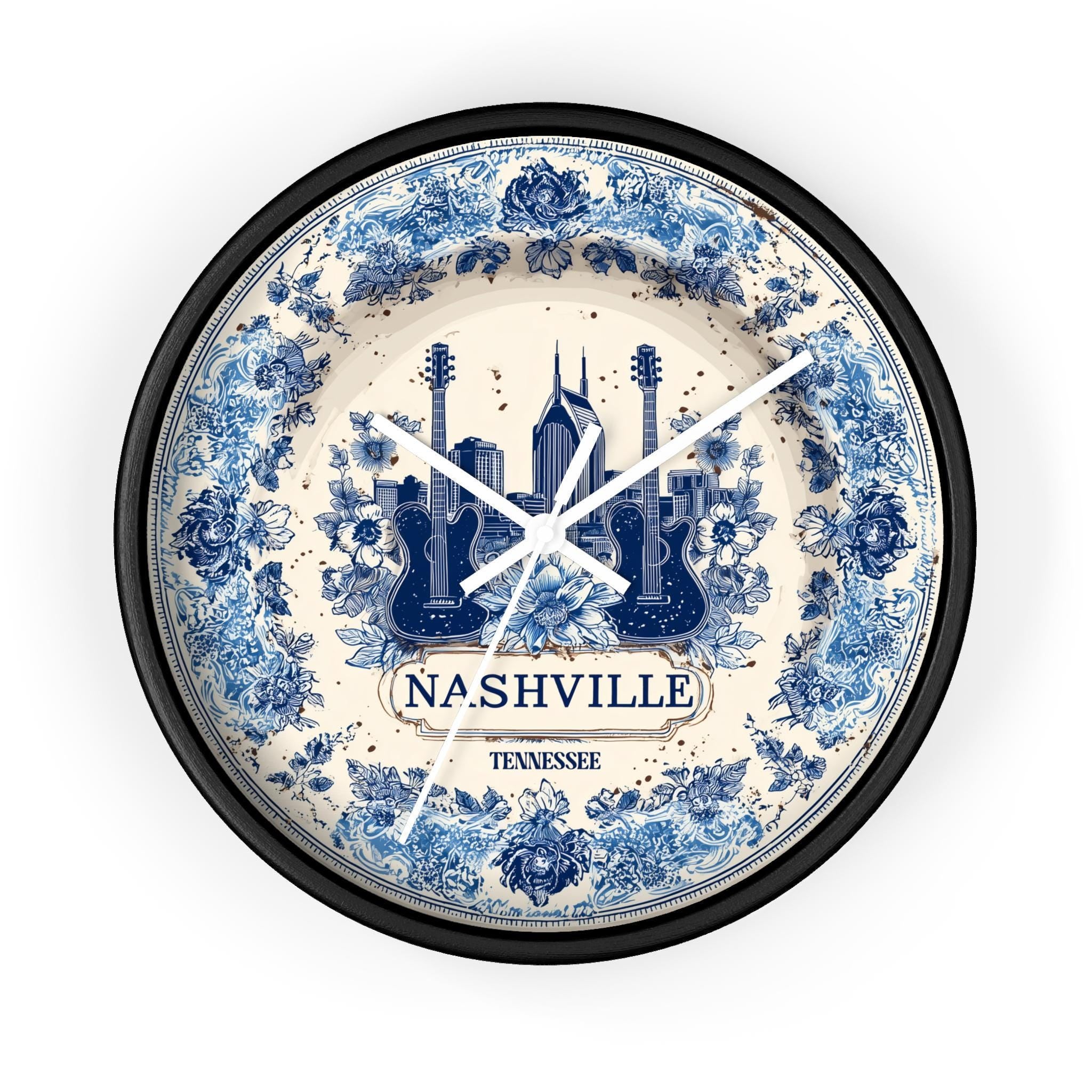 Nashville Tennessee Wall Clock, Delf style Home Decor, Vintage City Travel Keepsake Art
