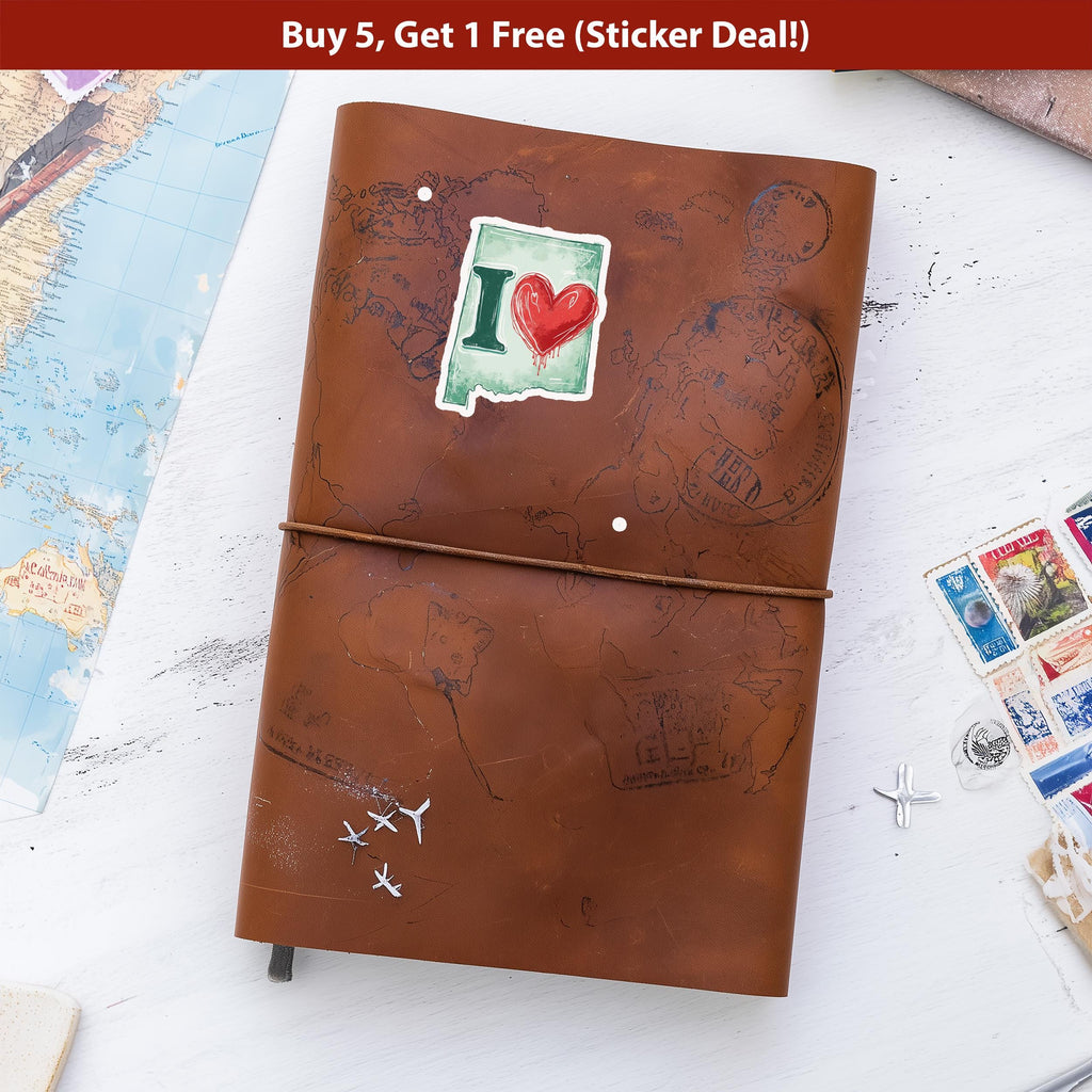 I love New Mexico Sticker, Vintage US States Vinyl Decal, Waterproof Decal, Retro Travel Collection