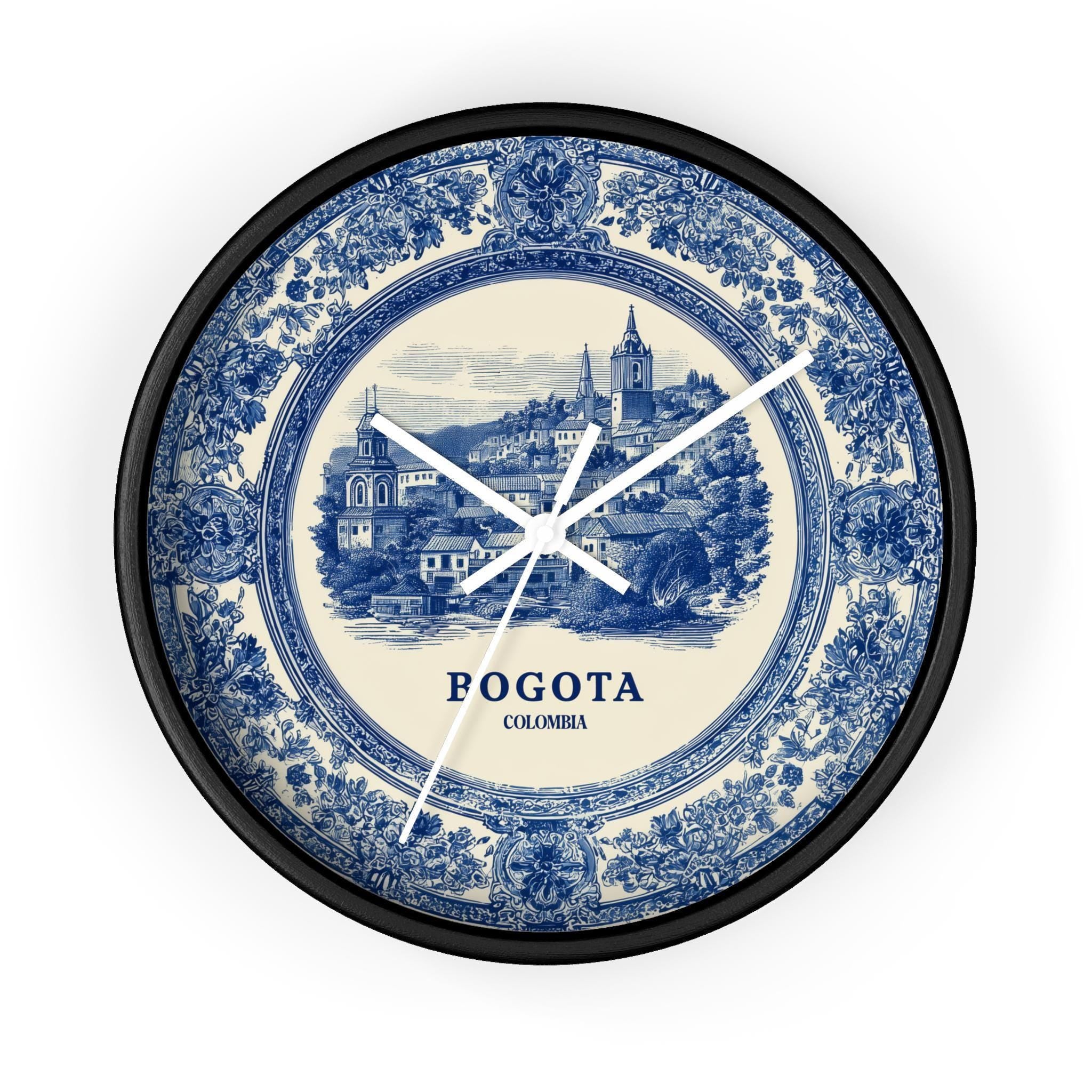 Bogota Colombia Wall Clock, Delf style Home Decor, Vintage City Travel Keepsake Art