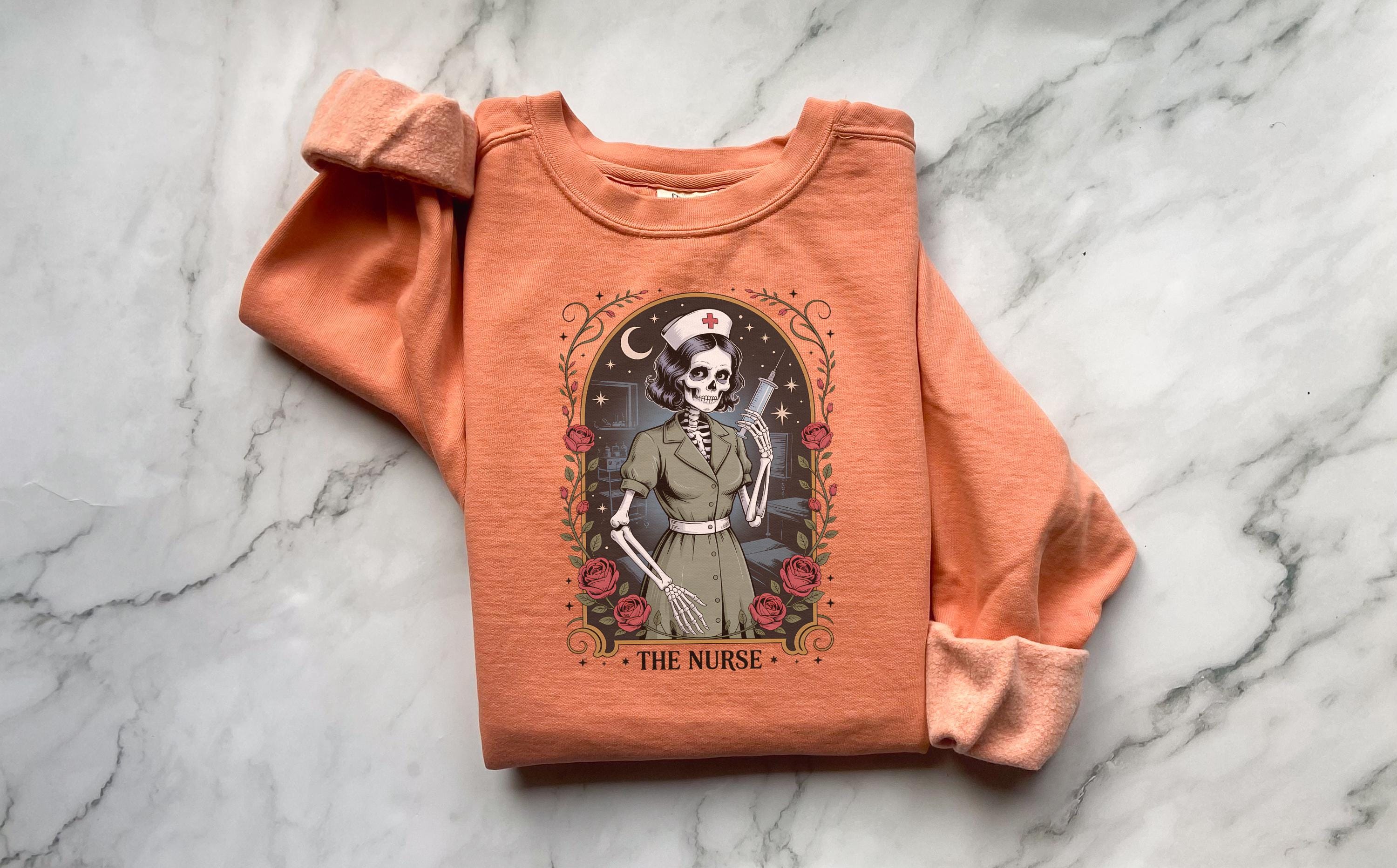 Skeleton Nurse Halloween Sweatshirt: Spooky RN Medical Outfit