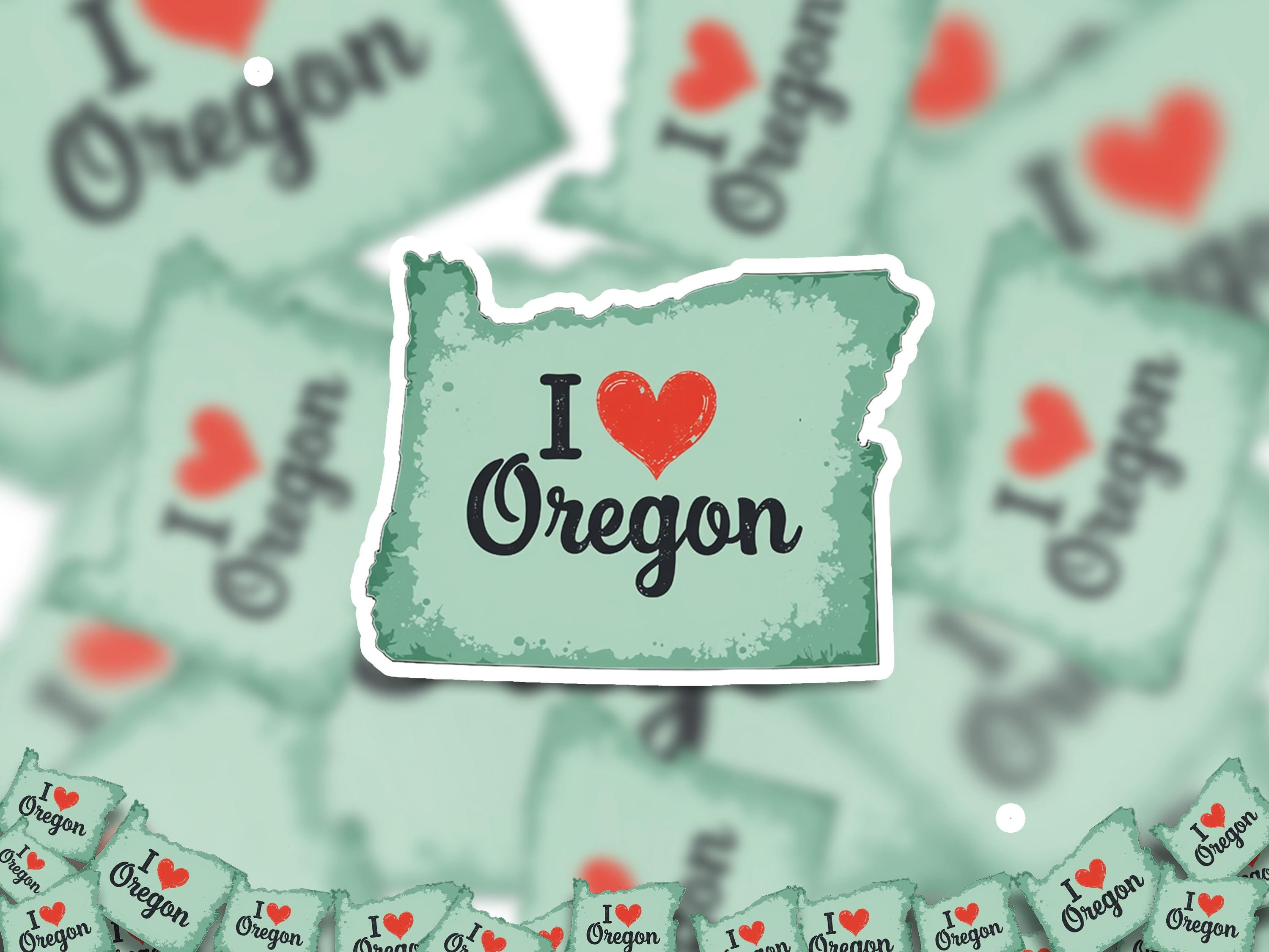 I love Oregon Sticker, Vintage US States Vinyl Decal, Waterproof Decal, Retro Travel Collection