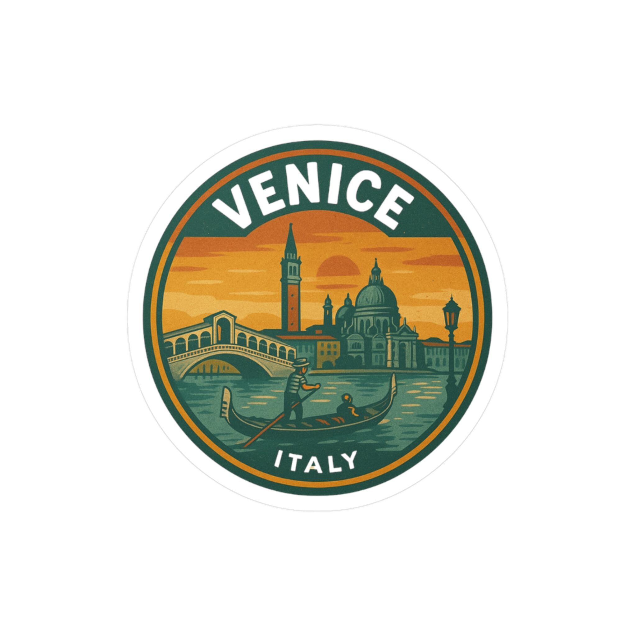 Venice Italy Sticker: Retro Vintage Waterproof Vinyl Decal for Laptop, Phone, Tumbler