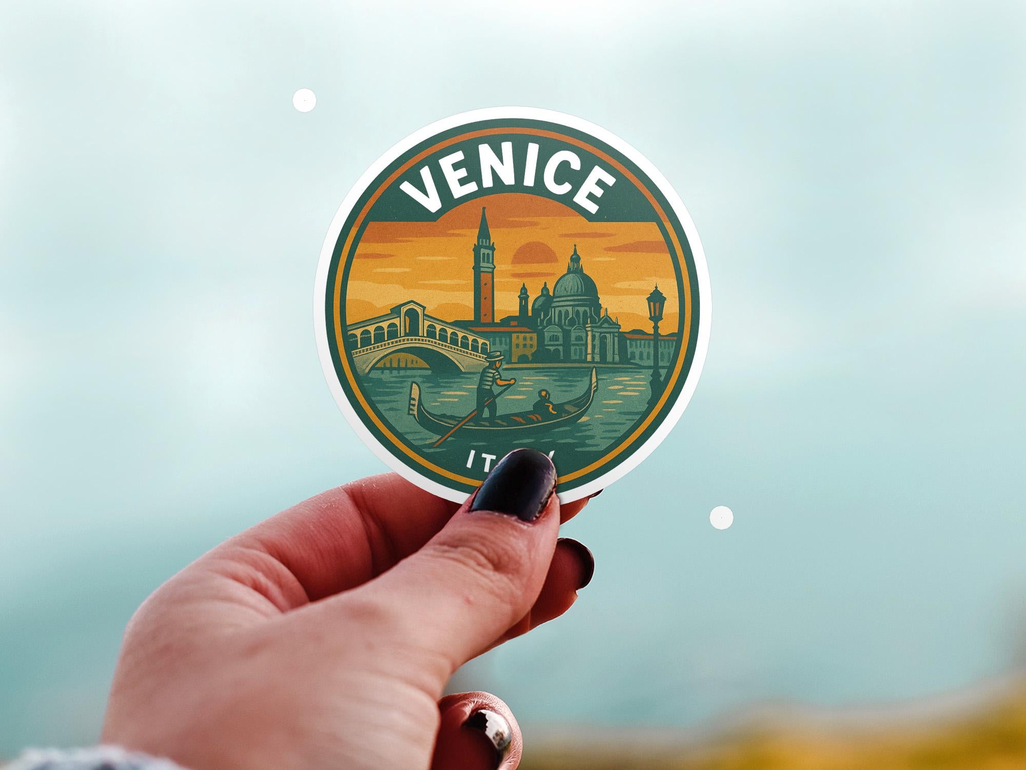 Venice Italy Sticker: Retro Vintage Waterproof Vinyl Decal for Laptop, Phone, Tumbler