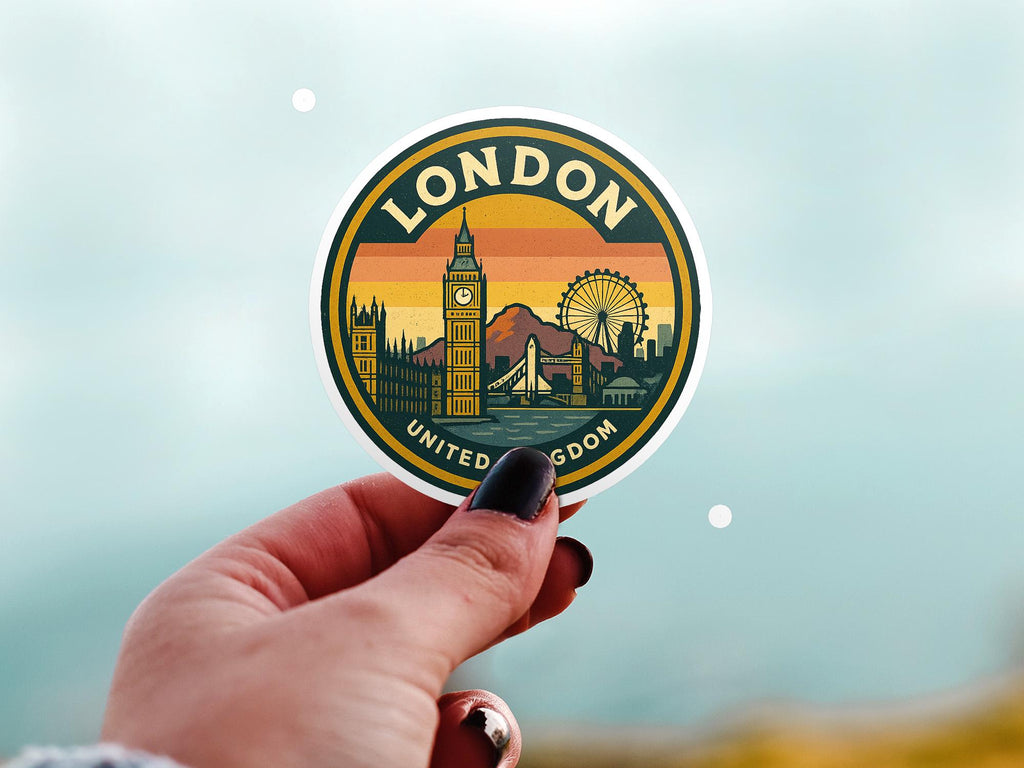 London UK Sticker Kiss-Cut Vinyl, Waterproof Decal, Retro Travel Lover Collection
