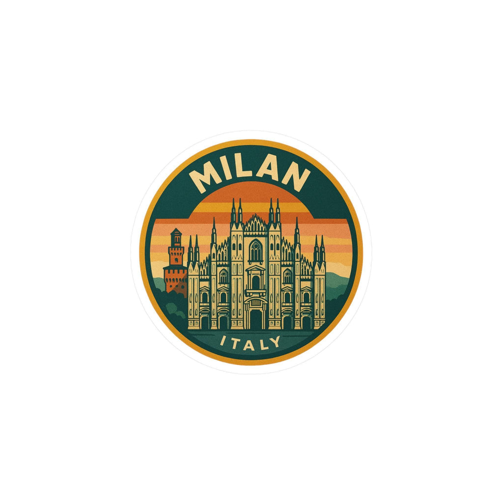 Milan Italy Vinyl Sticker Decal: Retro Travel Art