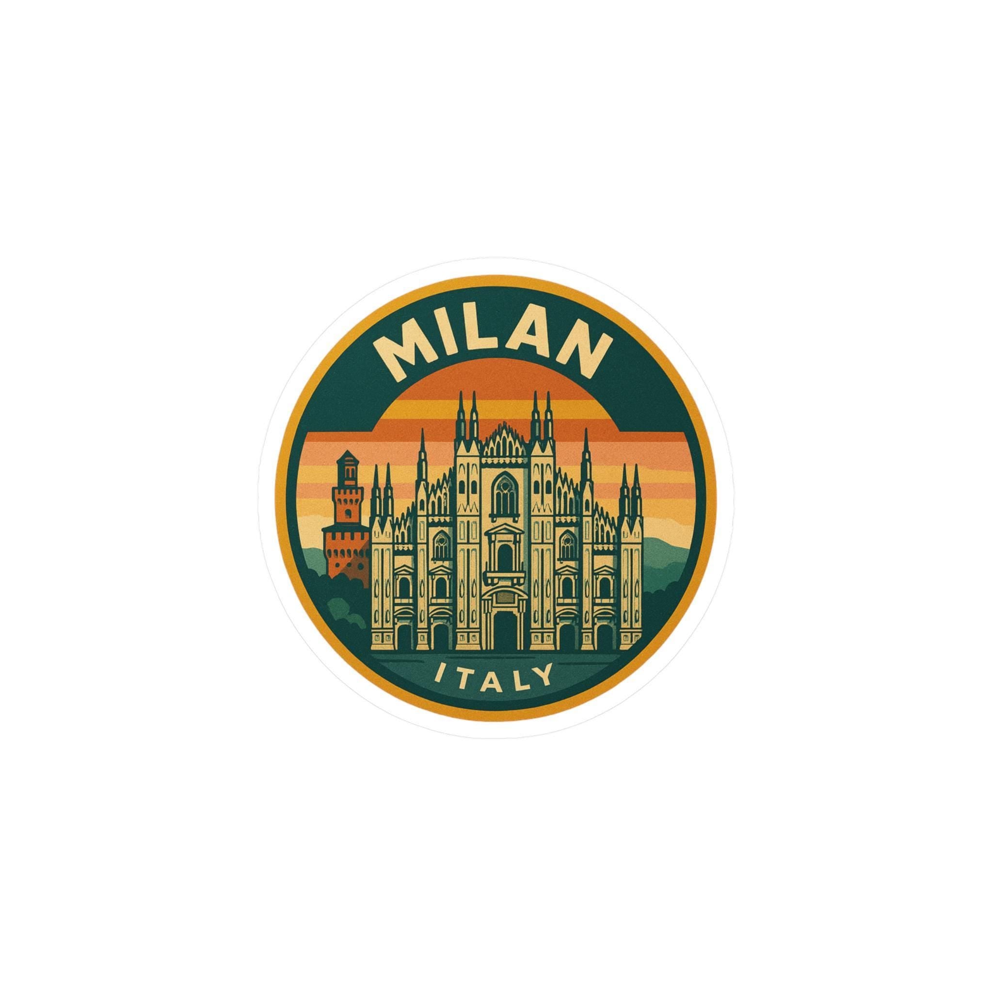 Milan Italy Vinyl Sticker Decal: Retro Travel Art