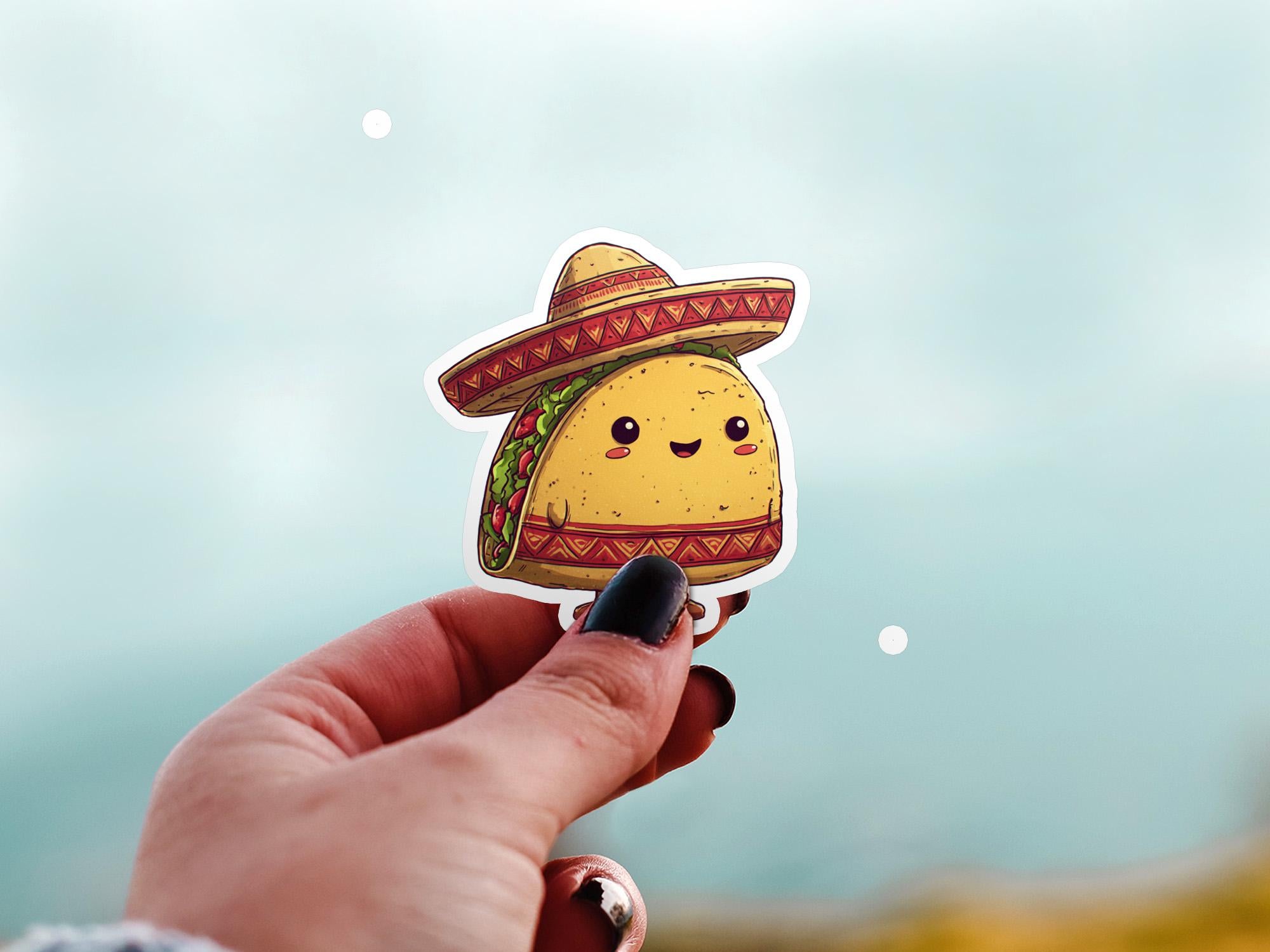 Kawaii Taco Sticker: Waterproof Vinyl Decal for Laptop, Tumbler