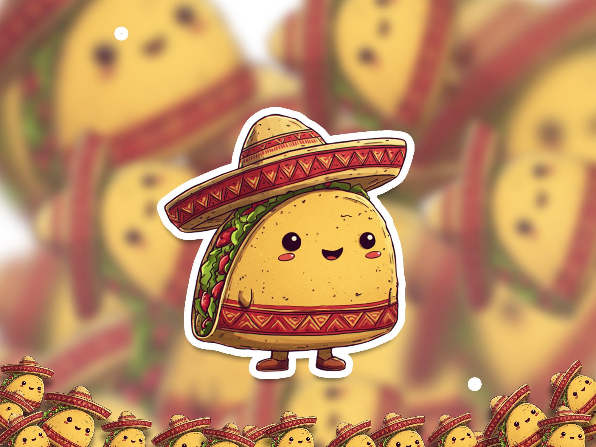 Kawaii Taco Sticker: Waterproof Vinyl Decal for Laptop, Tumbler