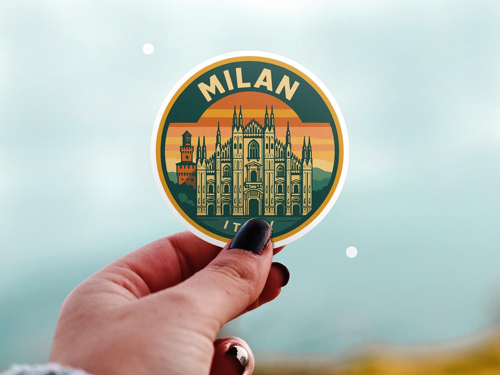 Milan Italy Vinyl Sticker Decal: Retro Travel Art