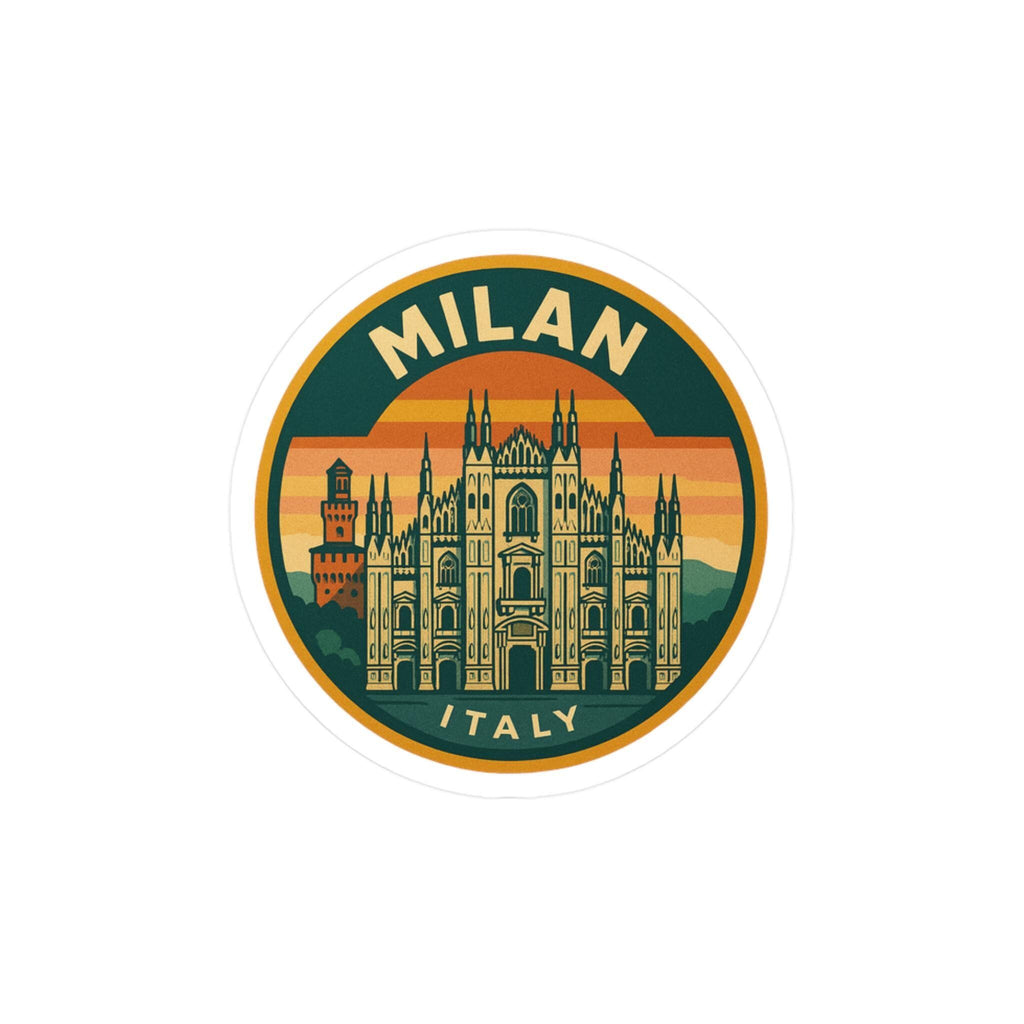 Milan Italy Vinyl Sticker Decal: Retro Travel Art