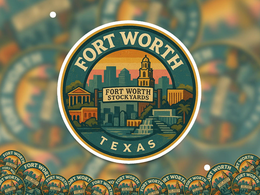 Foth worth Texas Kiss-Cut Vinyl, US Waterproof Decal, Retro Travel Lover Collection