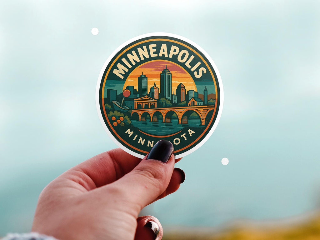 Minneapolis Minnesota Kiss-Cut Vinyl, Waterproof Decal, US Retro Travel Lover Collection