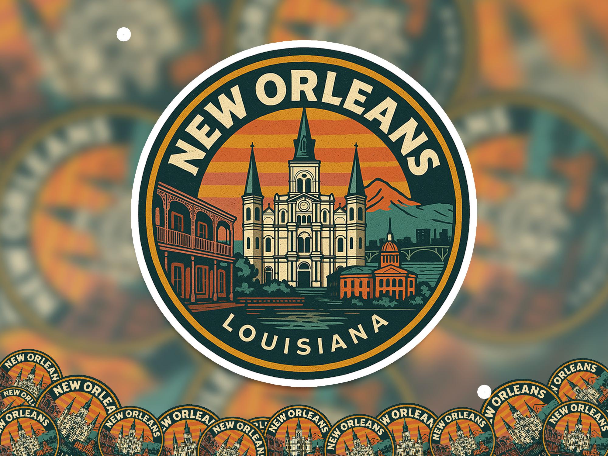 New Orleans Louisiana Trip Kiss-Cut Vinyl, Waterproof Decal, Retro Travel Lover Collection