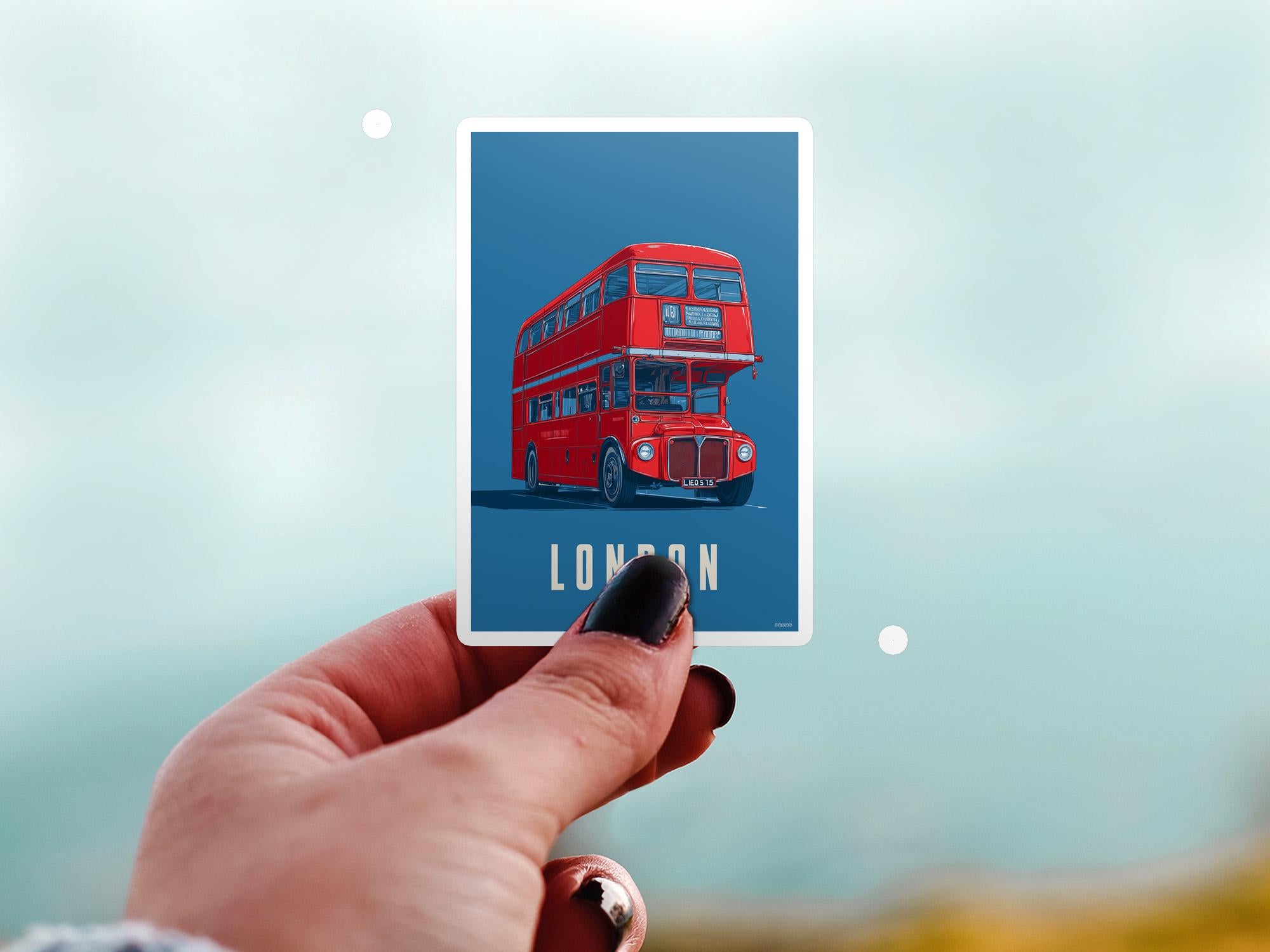 London Red Bus UK Kiss-Cut Vinyl, Waterproof Decal, Retro Travel Lover Collection