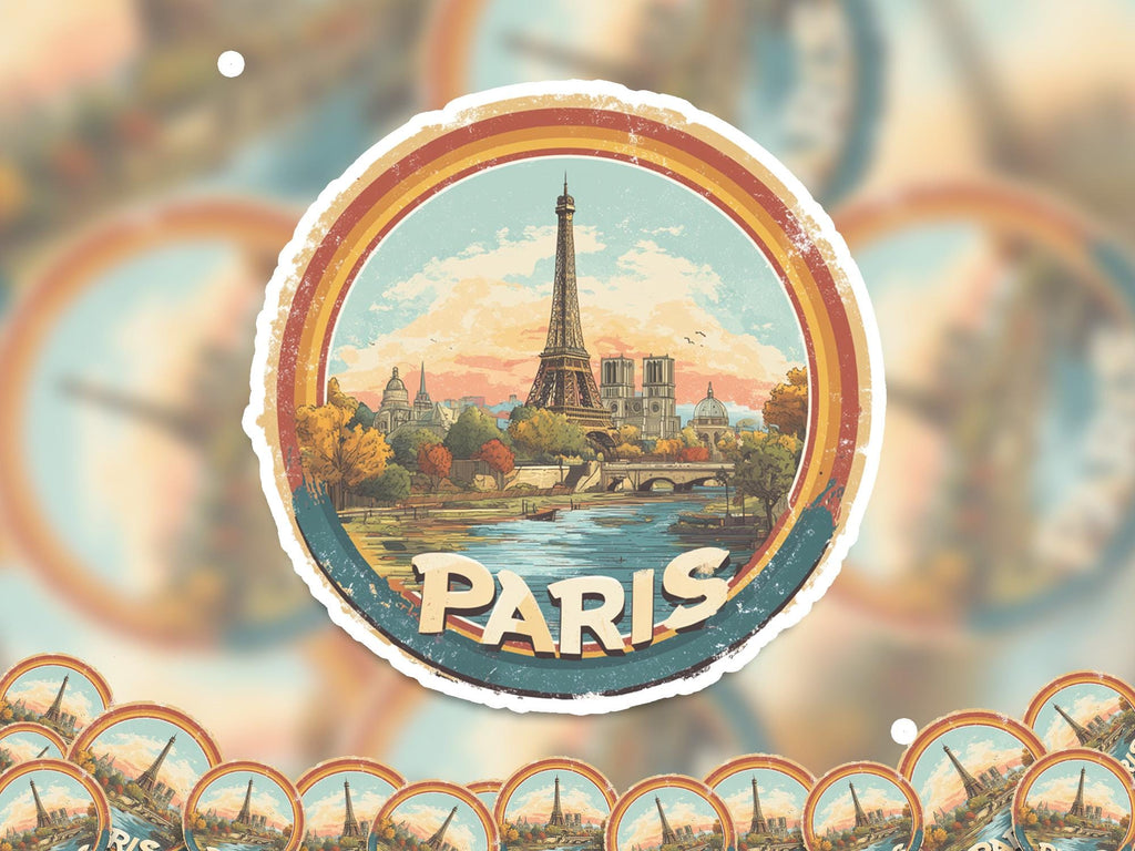 Paris Watercolor Kiss-Cut Vinyl, Waterproof Decal, Retro Travel Lover Collection