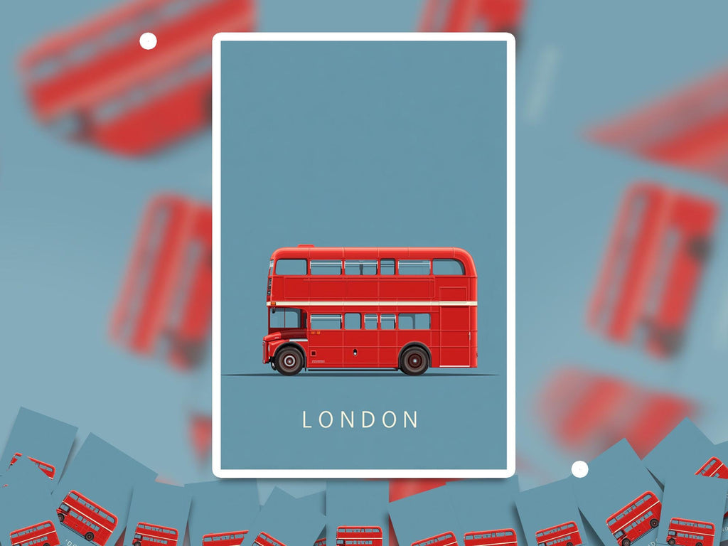 Red Bus London Kiss-Cut Vinyl, Waterproof Decal, Retro Travel Lover Collection