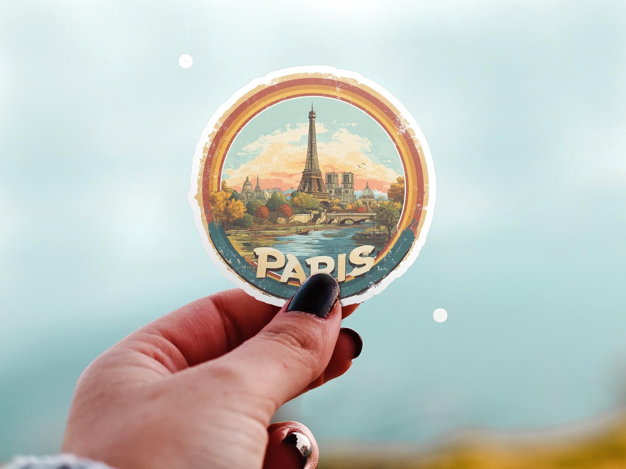 Paris Watercolor Kiss-Cut Vinyl, Waterproof Decal, Retro Travel Lover Collection