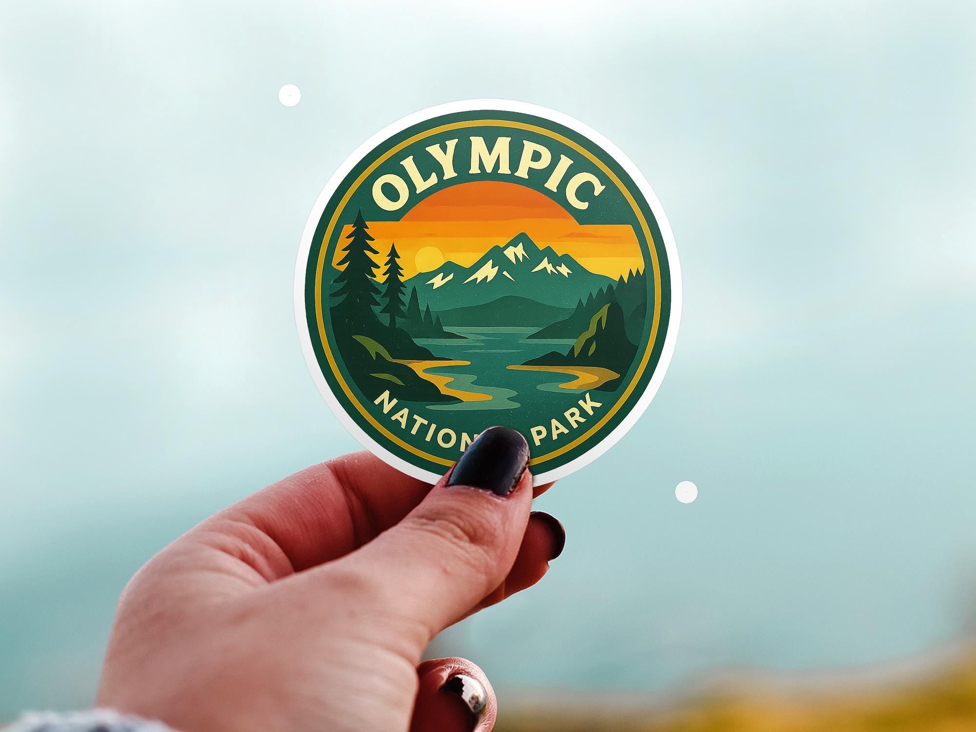 Olympic National Park Sticker Kiss-Cut Vinyl, Waterproof Decal, Retro Travel Lover Collection