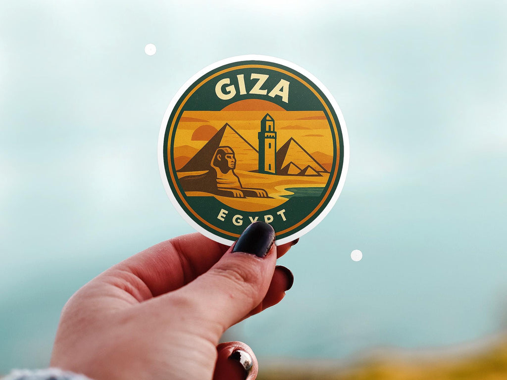Giza Egypt Sticker Kiss-Cut Vinyl, Waterproof Decal, Retro Travel Lover Collection