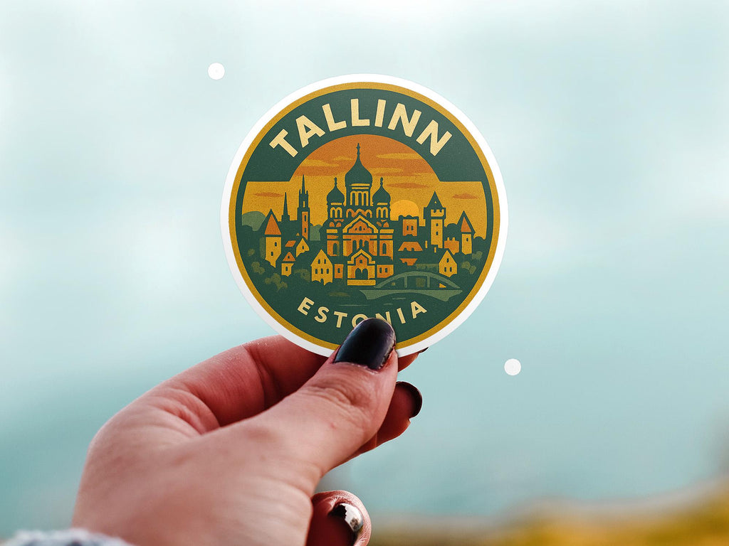 Tallinn Estonia Sticker Kiss-Cut Vinyl, Waterproof Decal, Retro Travel Lover Collection