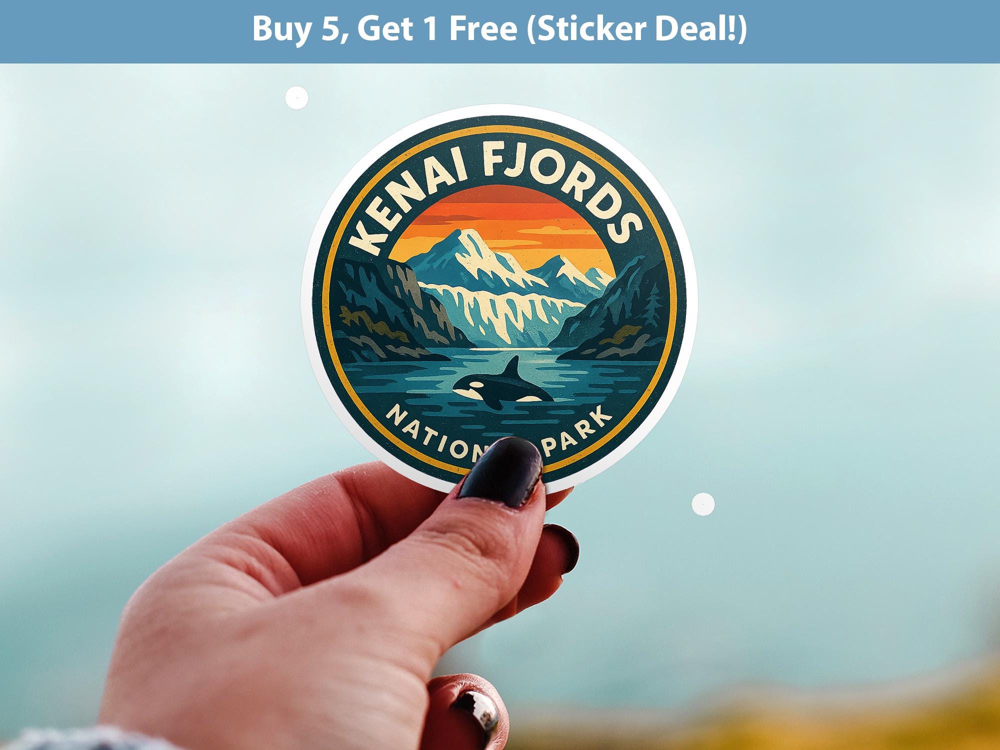 Kenai Fjord National Park Sticker, Retro Vinyl Waterproof Decal, Vintage USA Travel Collection