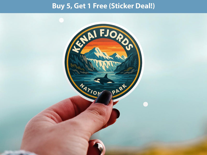 Kenai Fjord National Park Sticker, Retro Vinyl Waterproof Decal, Vintage USA Travel Collection