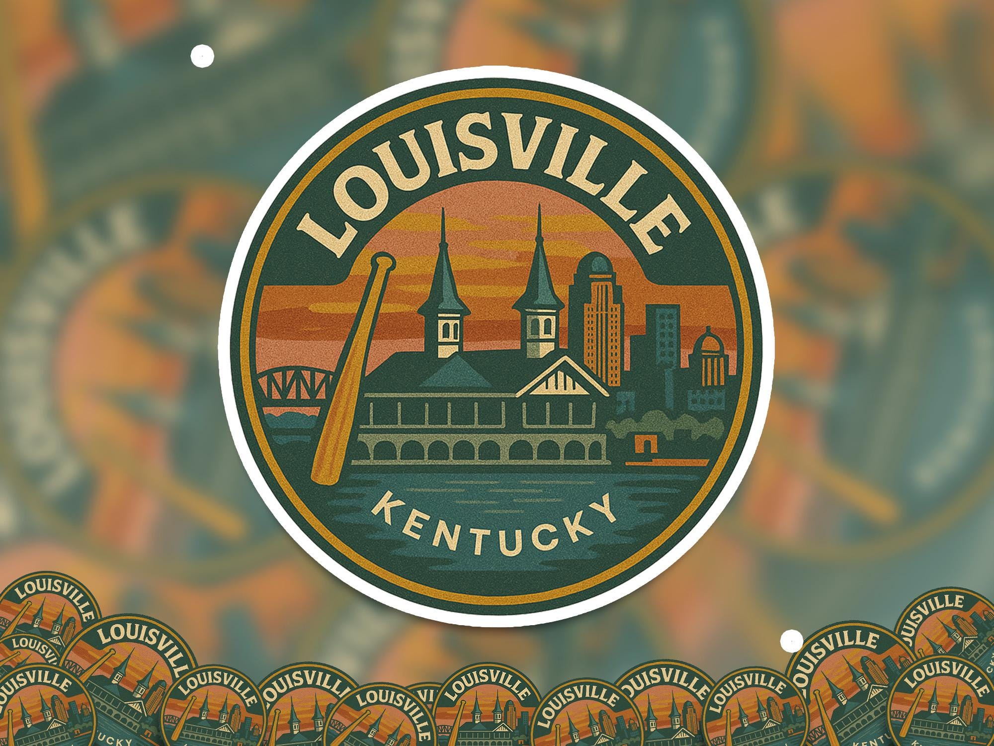 Louisville Kentucky Kiss-Cut Vinyl, Waterproof Decal, US Retro Travel Lover Collection
