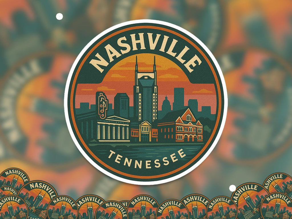Nashville Tennessee Kiss-Cut Vinyl, Waterproof Decal, Retro Travel Lover Collection