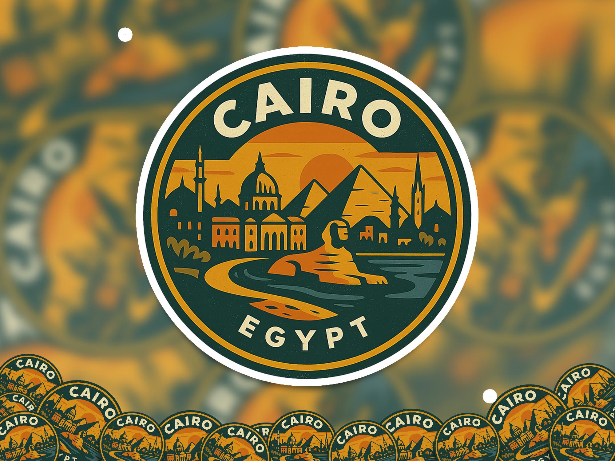 Cairo Egypt Sticker Kiss-Cut Vinyl, Waterproof Decal, Retro Travel Lover Collection