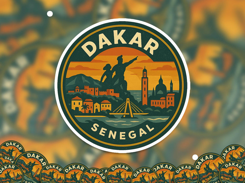 Dakar Senegal Sticker Kiss-Cut Vinyl, Waterproof Decal, Retro Travel Lover Collection
