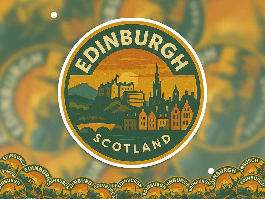 Edinburgh Scotland Sticker Kiss-Cut Vinyl, Waterproof Decal, Retro Travel Lover Collection