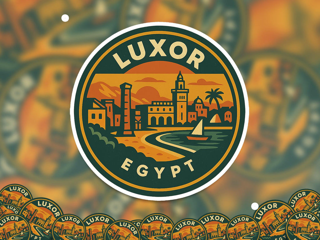 Luxor Egypt Sticker Kiss-Cut Vinyl, Waterproof Decal, Retro Travel Lover Collection