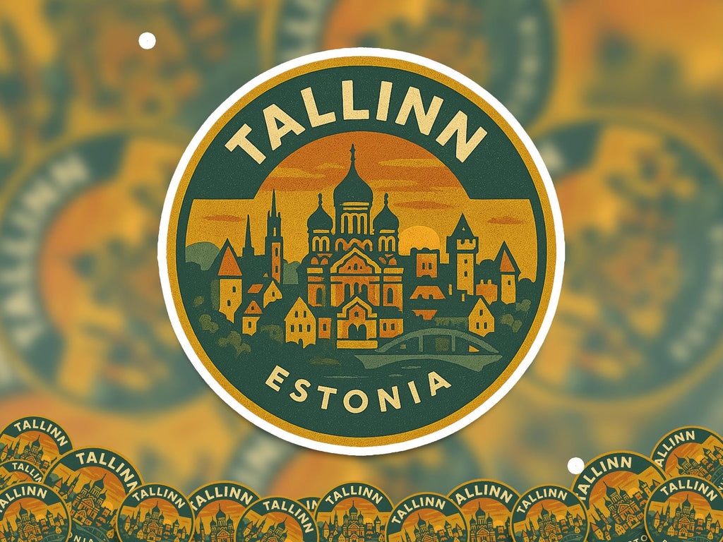 Tallinn Estonia Sticker Kiss-Cut Vinyl, Waterproof Decal, Retro Travel Lover Collection