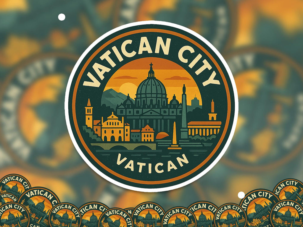 Vatican City Sticker Kiss-Cut Vinyl, Waterproof Decal, Retro Travel Lover Collection
