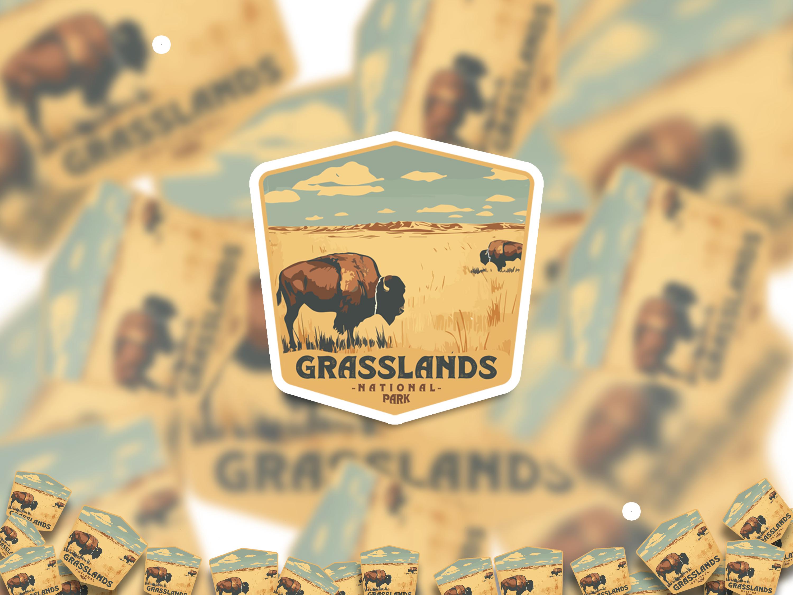 Grasslands National Park Sticker, Vinyl Canada Saskatchewan, Retro Water Bottle Decal Hiking
