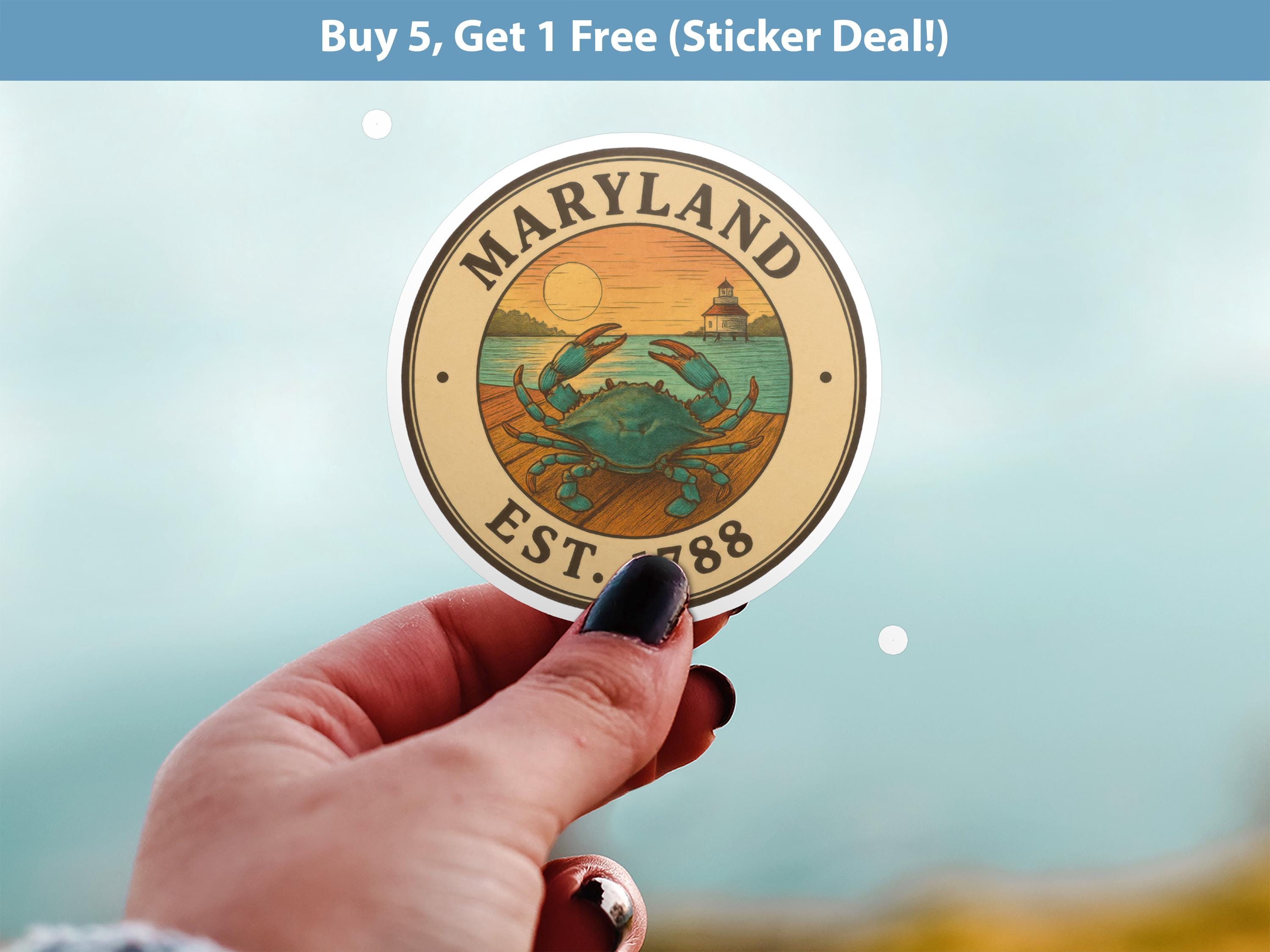 Maryland Sticker, Vintage US States Retro Decal, Waterproof Retro Travel Collection for Laptop Tumbler