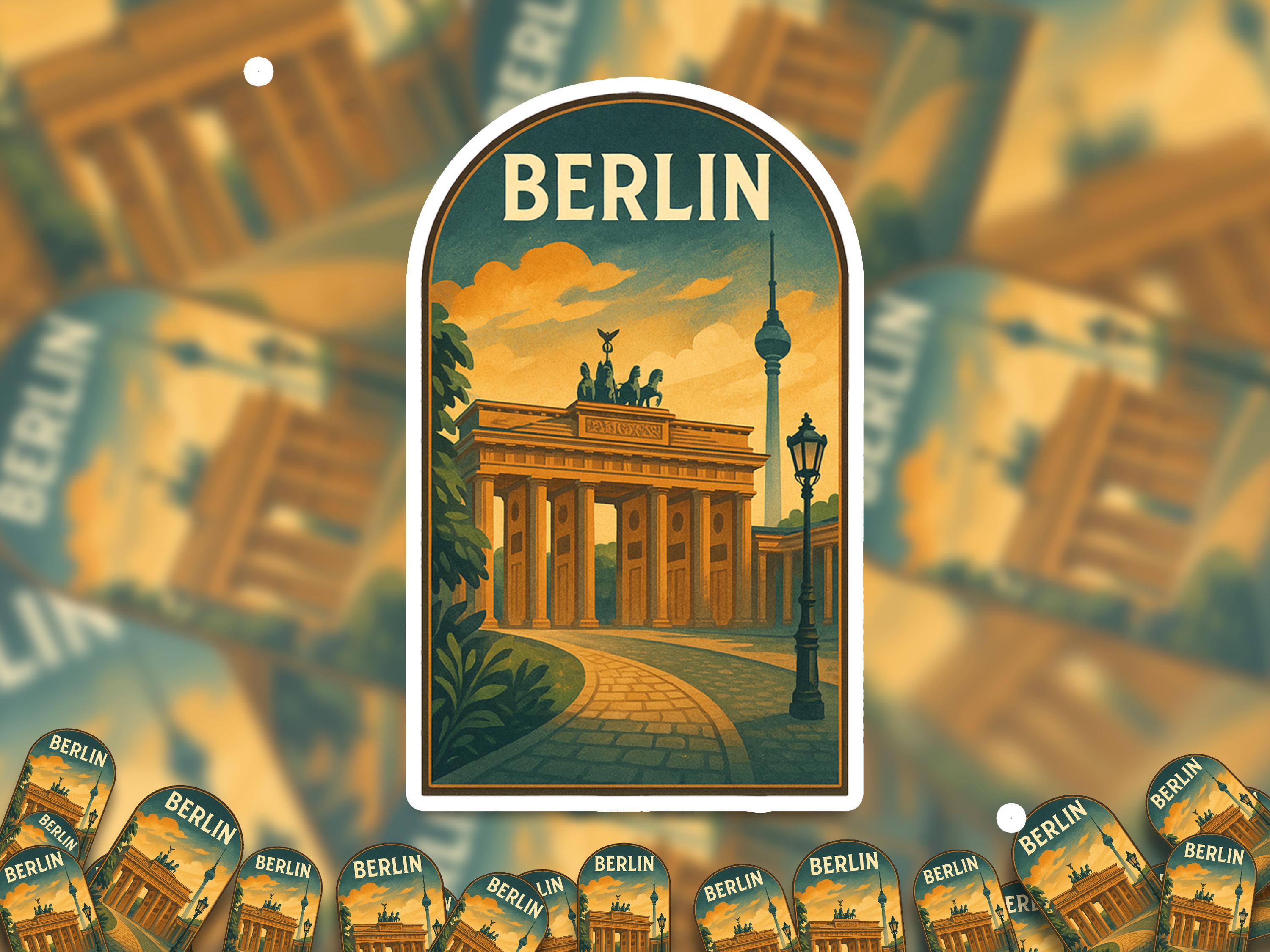 Berlin Sticker Germany, Vintage City Vinyl Decal, Retro Travel Lover Collection, Journal Scrapbook