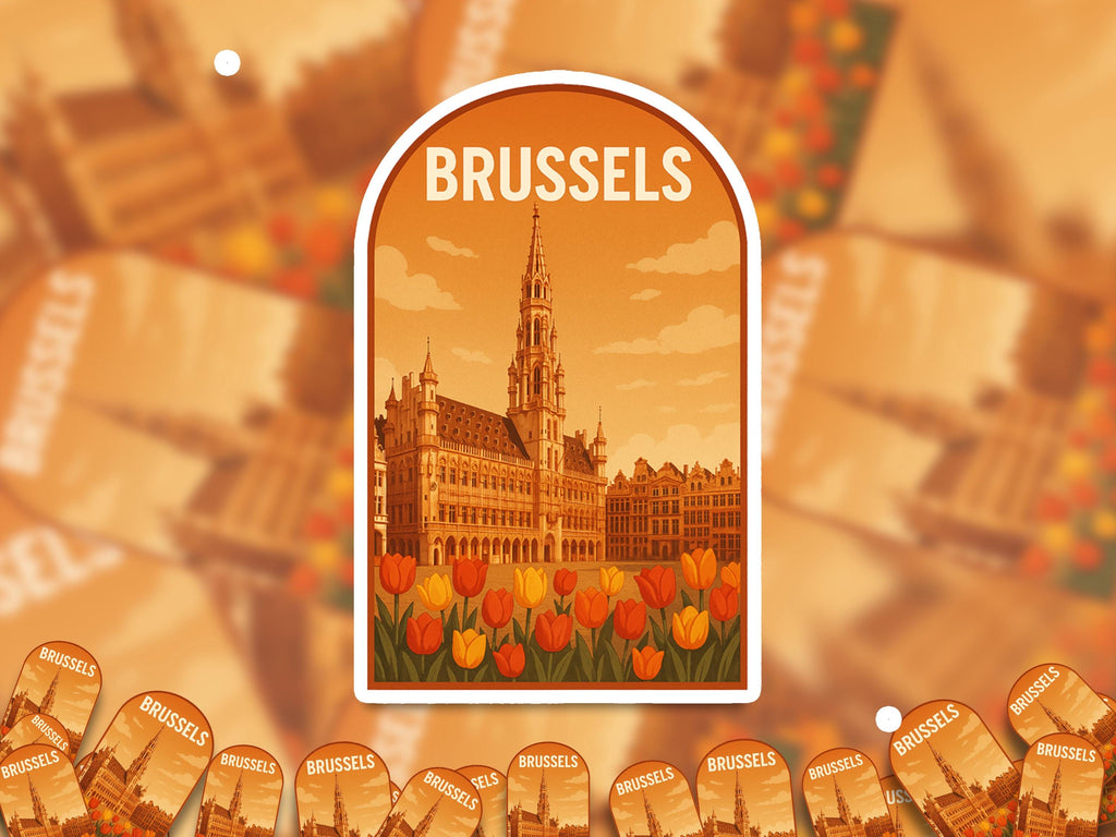 Brussels Belgium Sticker, Vintage City Vinyl Decal, Retro Travel Lover Collection, Journal Scrapbook