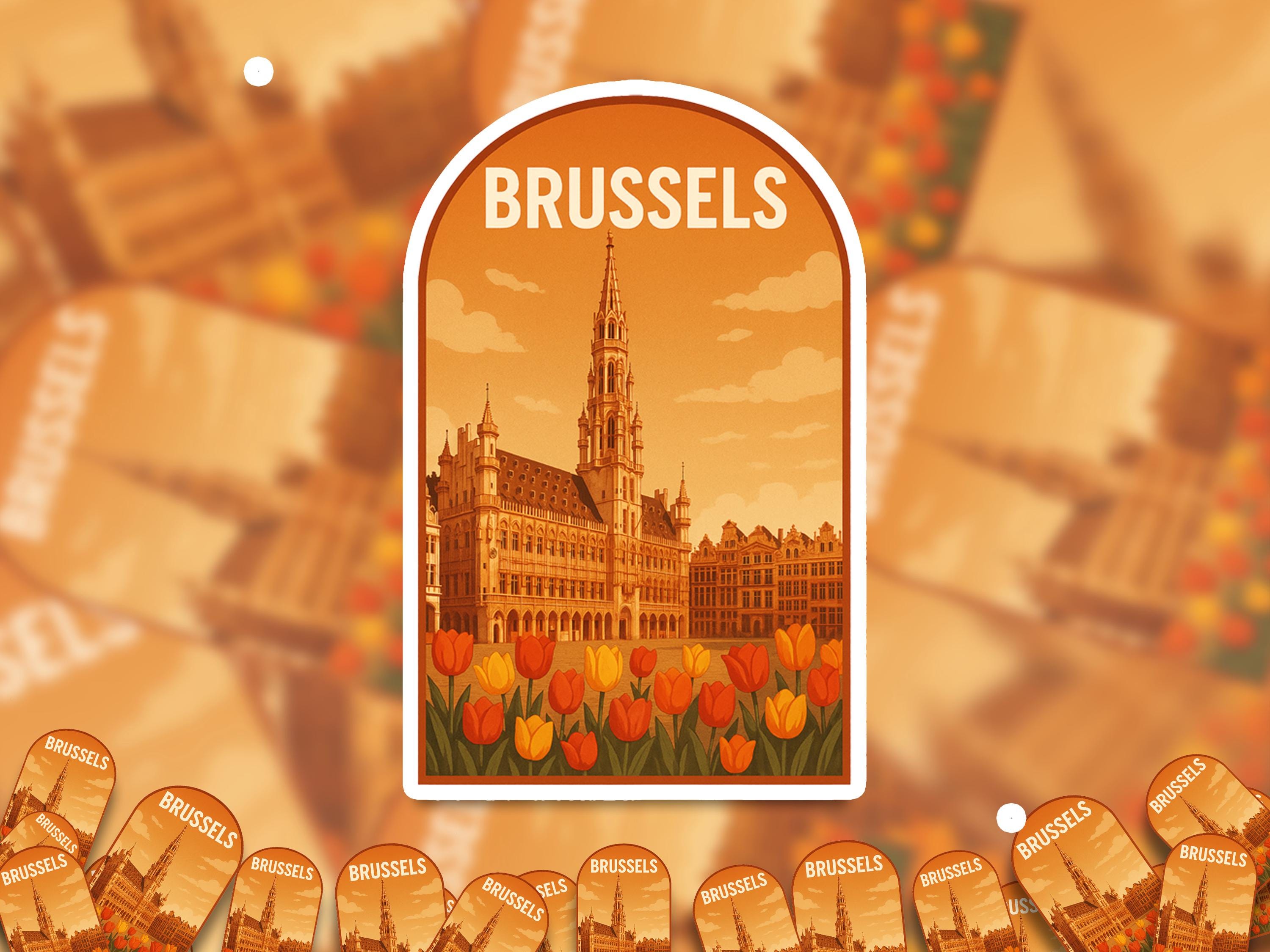 Brussels Belgium Sticker, Vintage City Vinyl Decal, Retro Travel Lover Collection, Journal Scrapbook