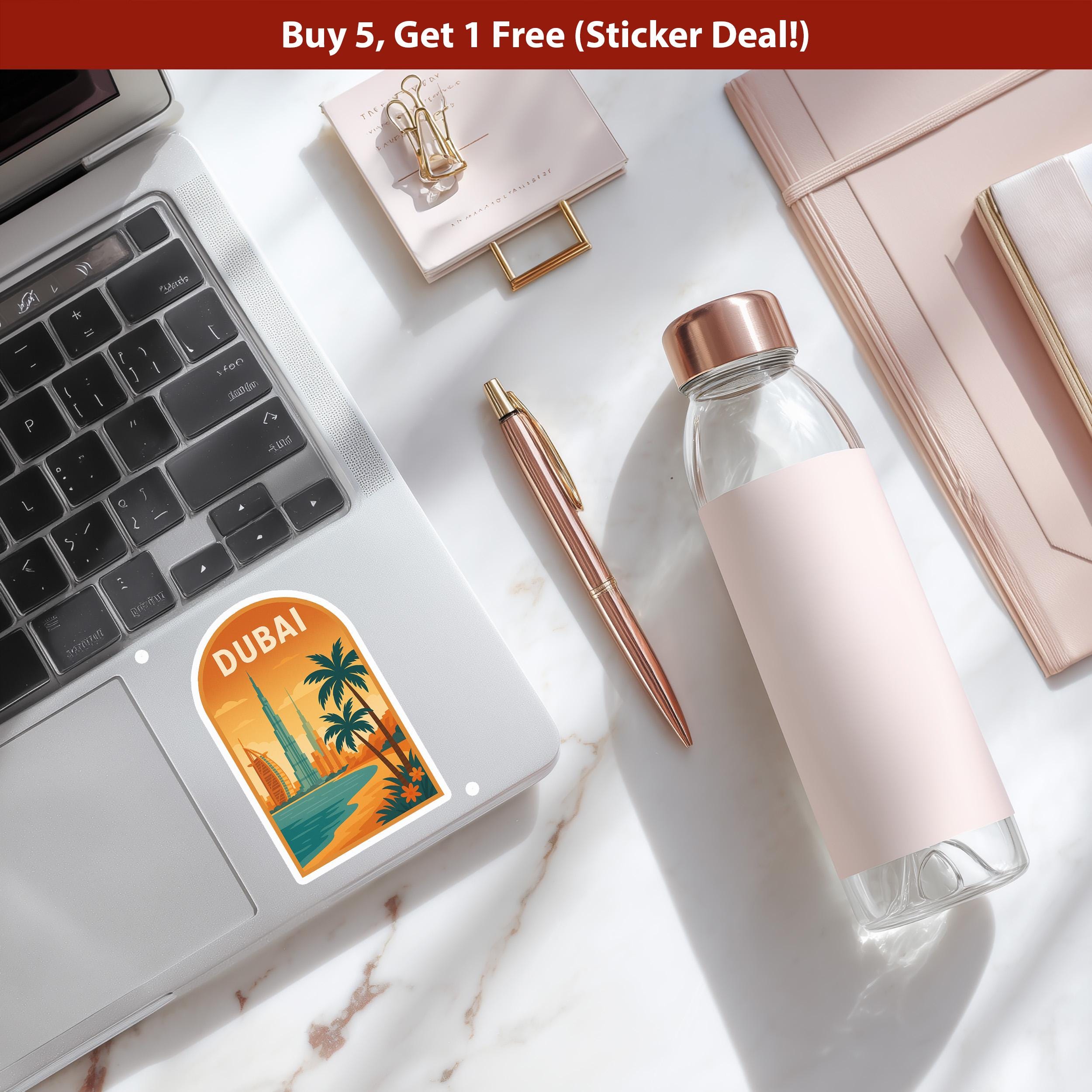 Dubai Sticker UAE, Vintage City Vinyl Decal, Retro Travel Lover Collection, Journal Scrapbook
