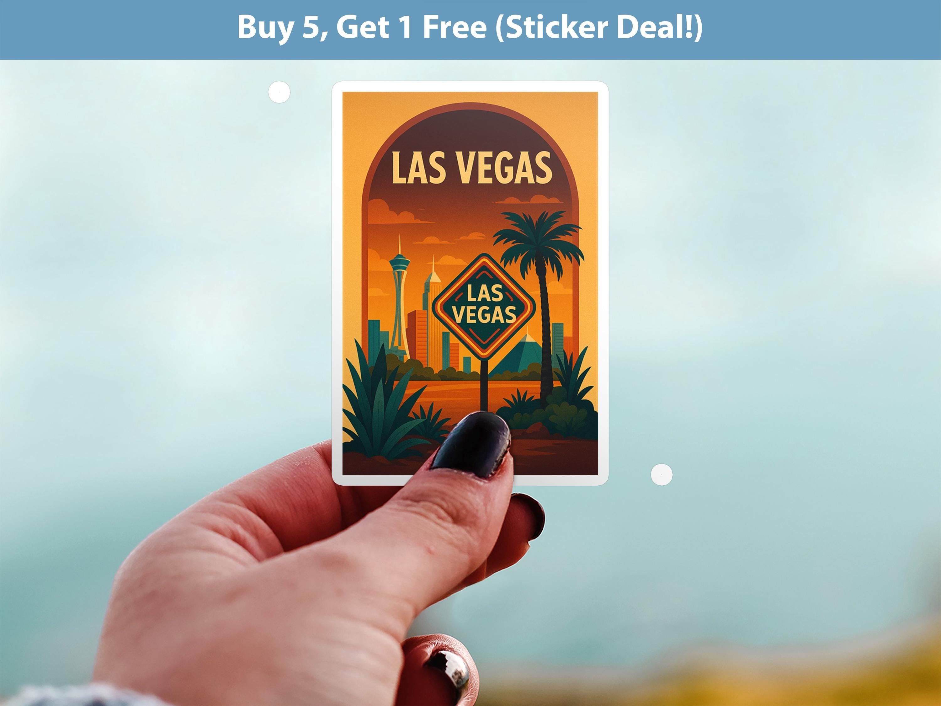 Las Vegas Sticker, Nevada Vintage City Vinyl Decal, Retro Travel Lover Collection, Journal Scrapbook