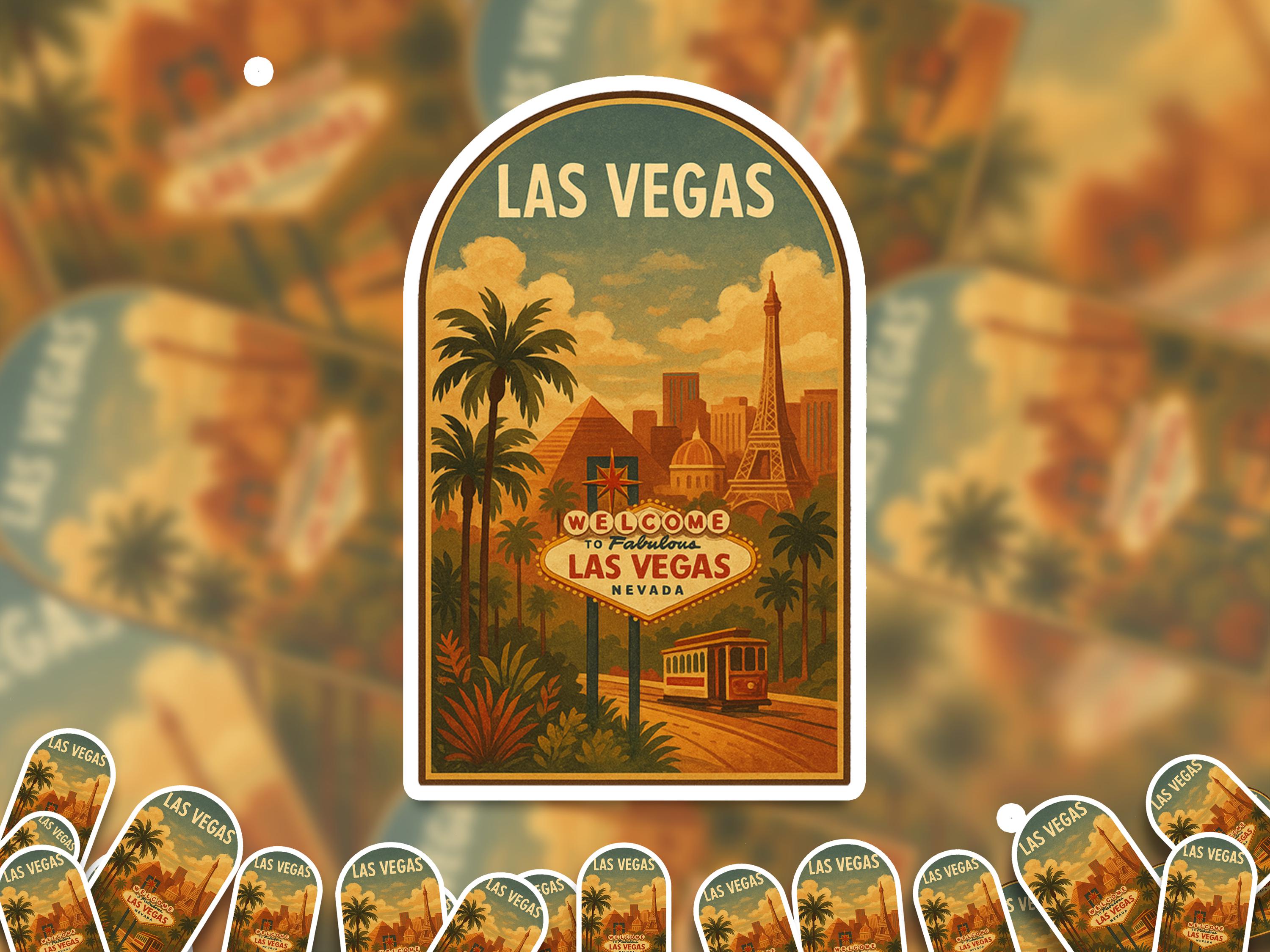 Las Vegas Nevada Sticker, Vintage City Vinyl Decal, Retro Travel Lover Collection, Journal Scrapbook