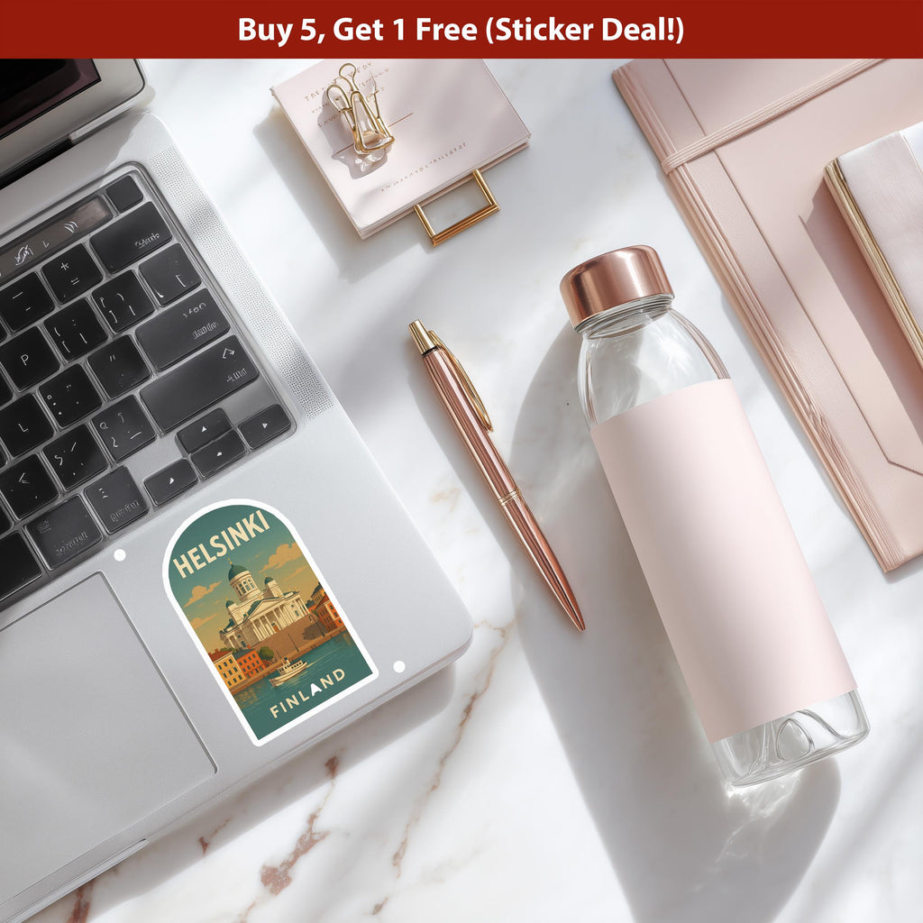 Helsinki Finland Sticker, Vintage City Vinyl Decal, Retro Travel Lover Collection, Journal Scrapbook