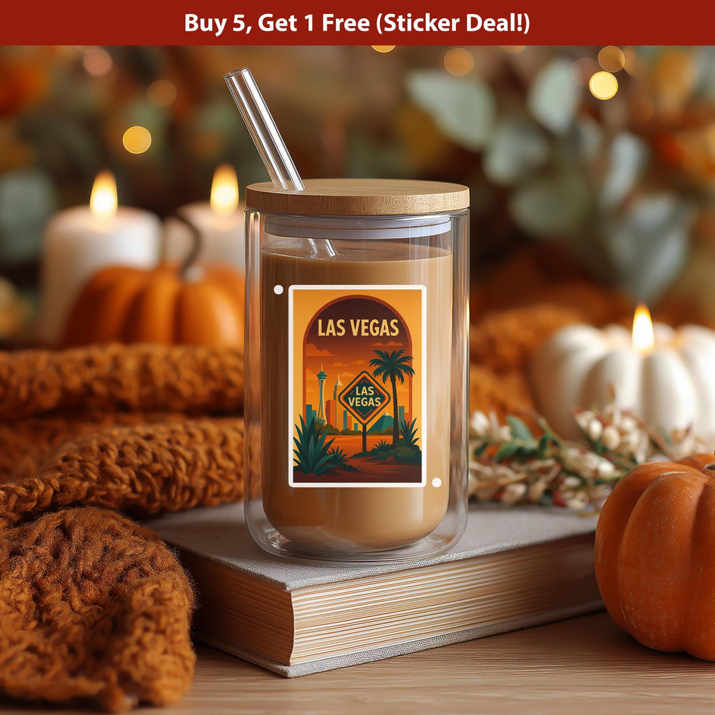 Las Vegas Sticker, Nevada Vintage City Vinyl Decal, Retro Travel Lover Collection, Journal Scrapbook