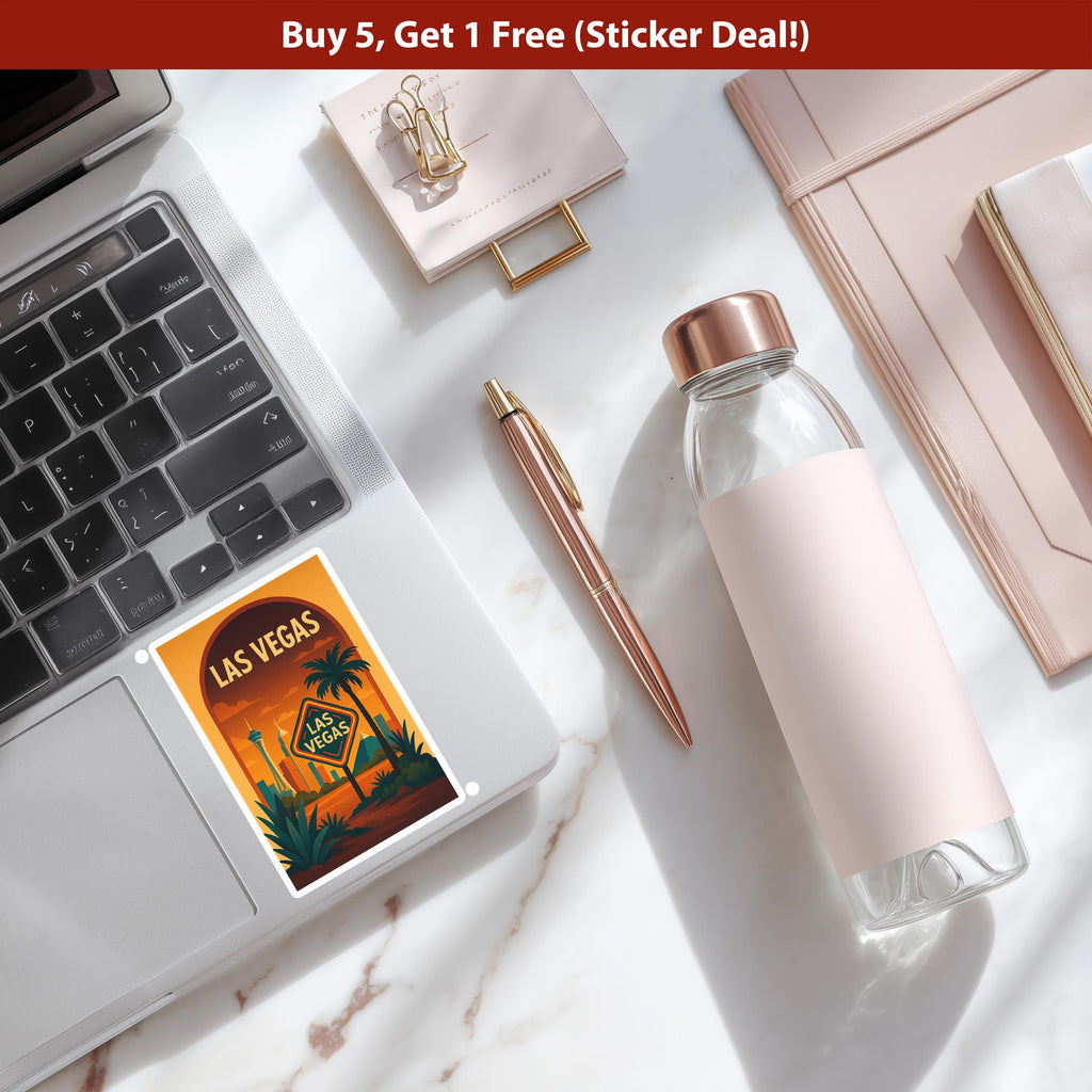 Las Vegas Sticker, Nevada Vintage City Vinyl Decal, Retro Travel Lover Collection, Journal Scrapbook