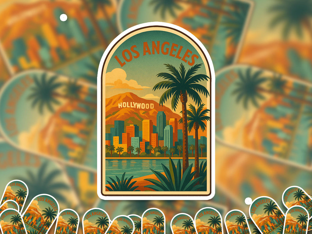 Los Angeles California Sticker, Vintage City Vinyl Decal, Retro Travel Lover Collection, Journal Scrapbook