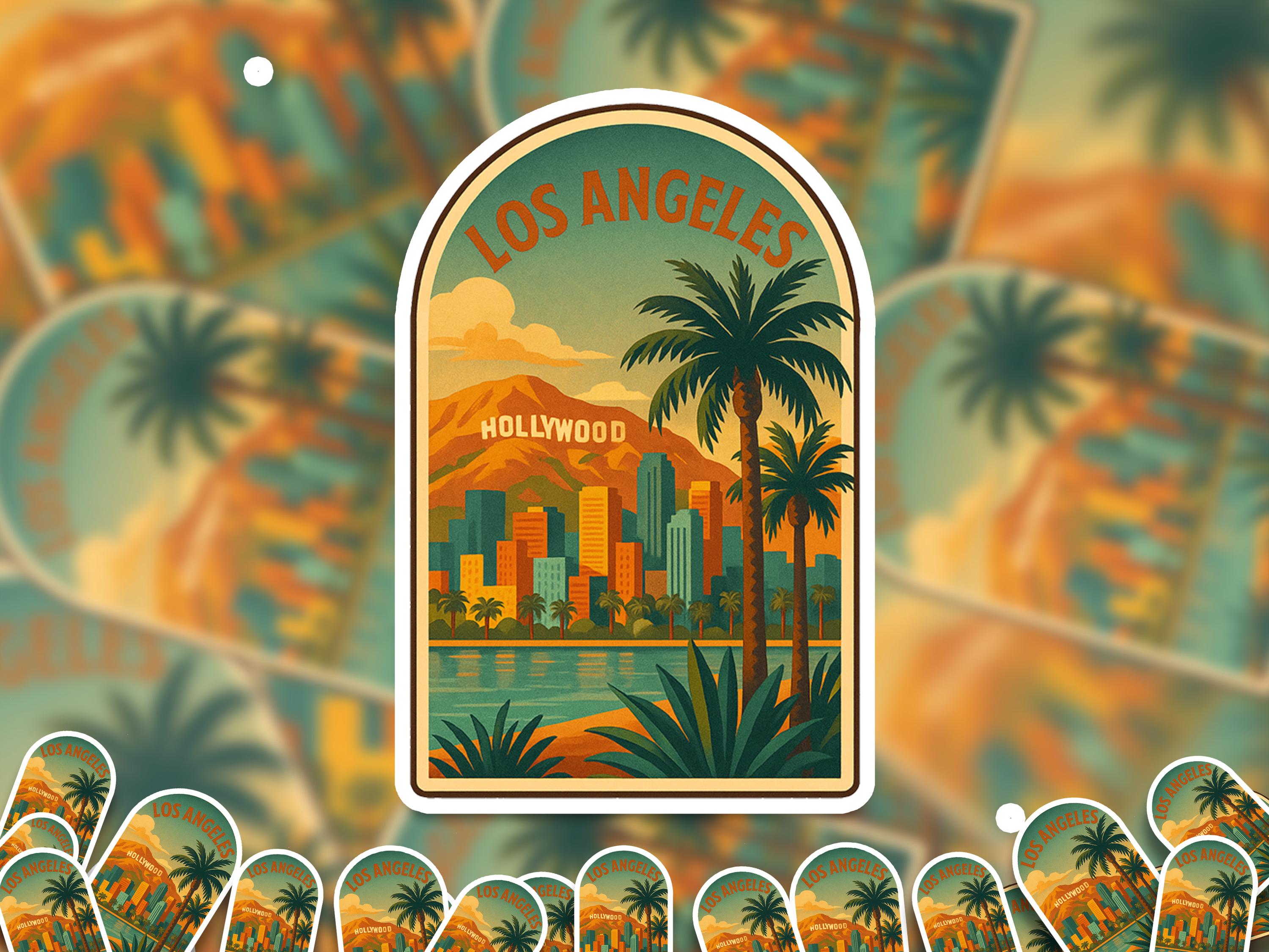 Los Angeles California Sticker, Vintage City Vinyl Decal, Retro Travel Lover Collection, Journal Scrapbook