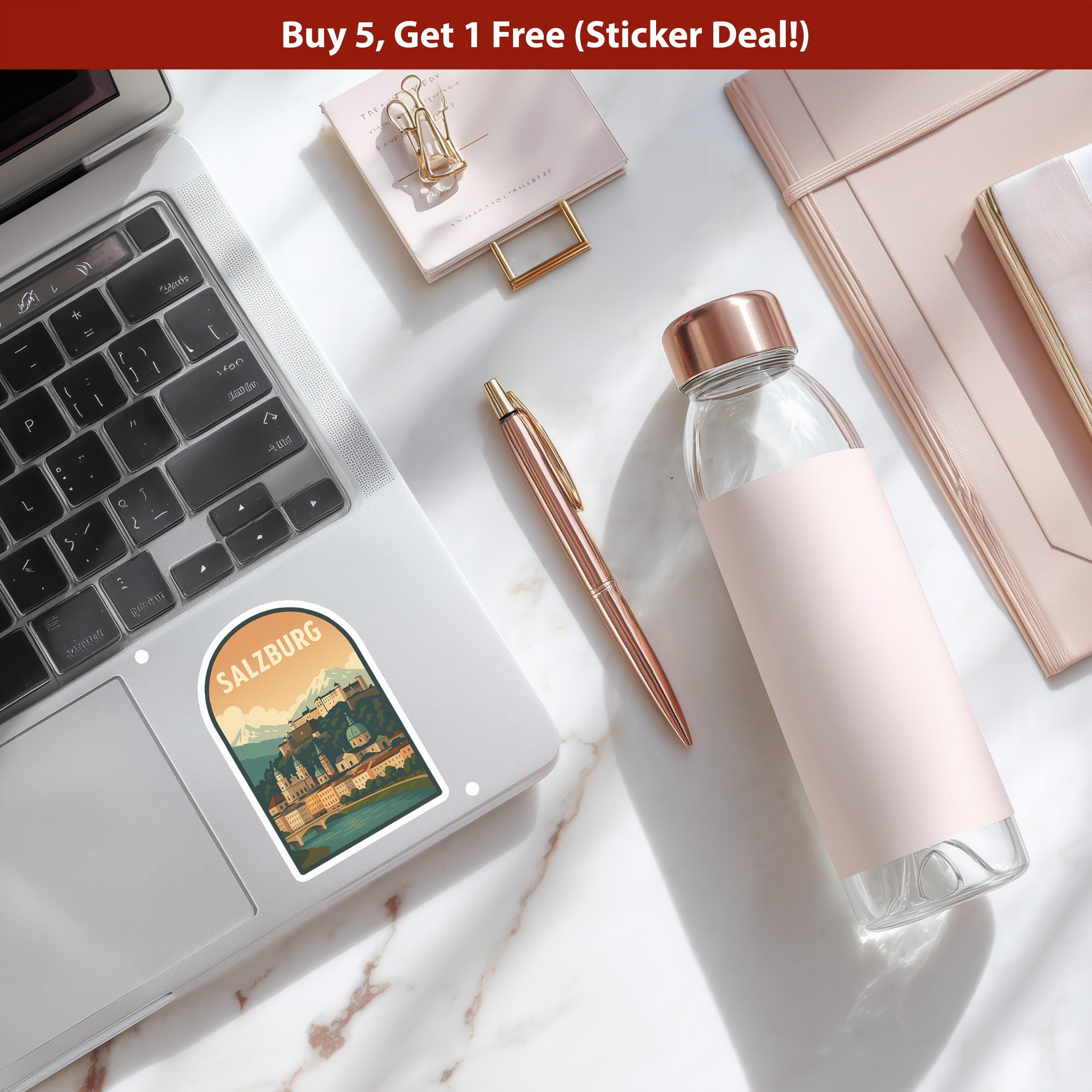 Salzburg Austria Sticker, Vintage City Vinyl Decal, Retro Travel Lover Collection, Journal Scrapbook