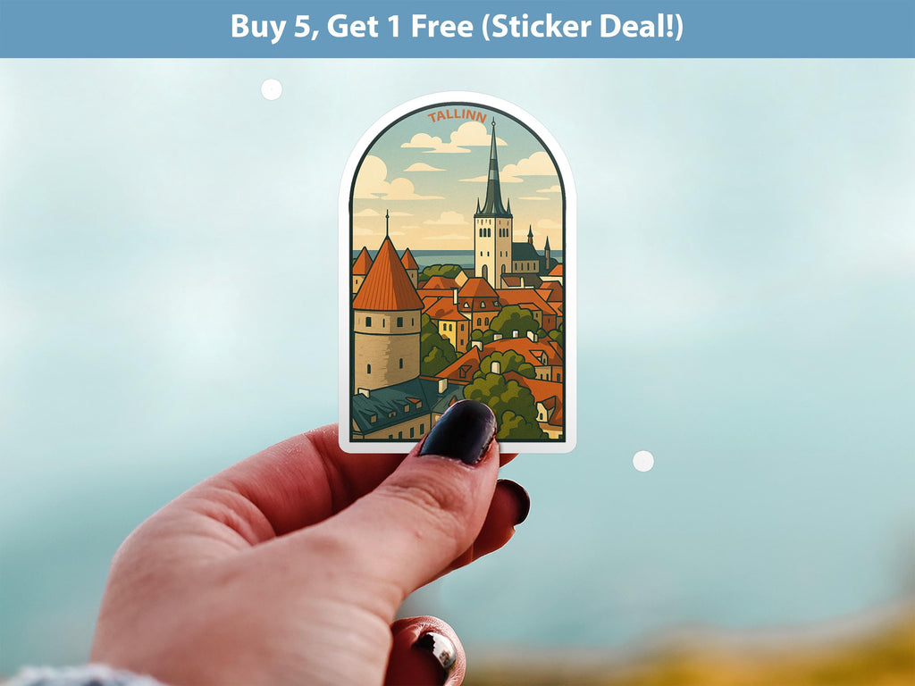 Tallinn Estonia Sticker, Vintage City Vinyl Decal, Retro Travel Lover Collection, Journal Scrapbook