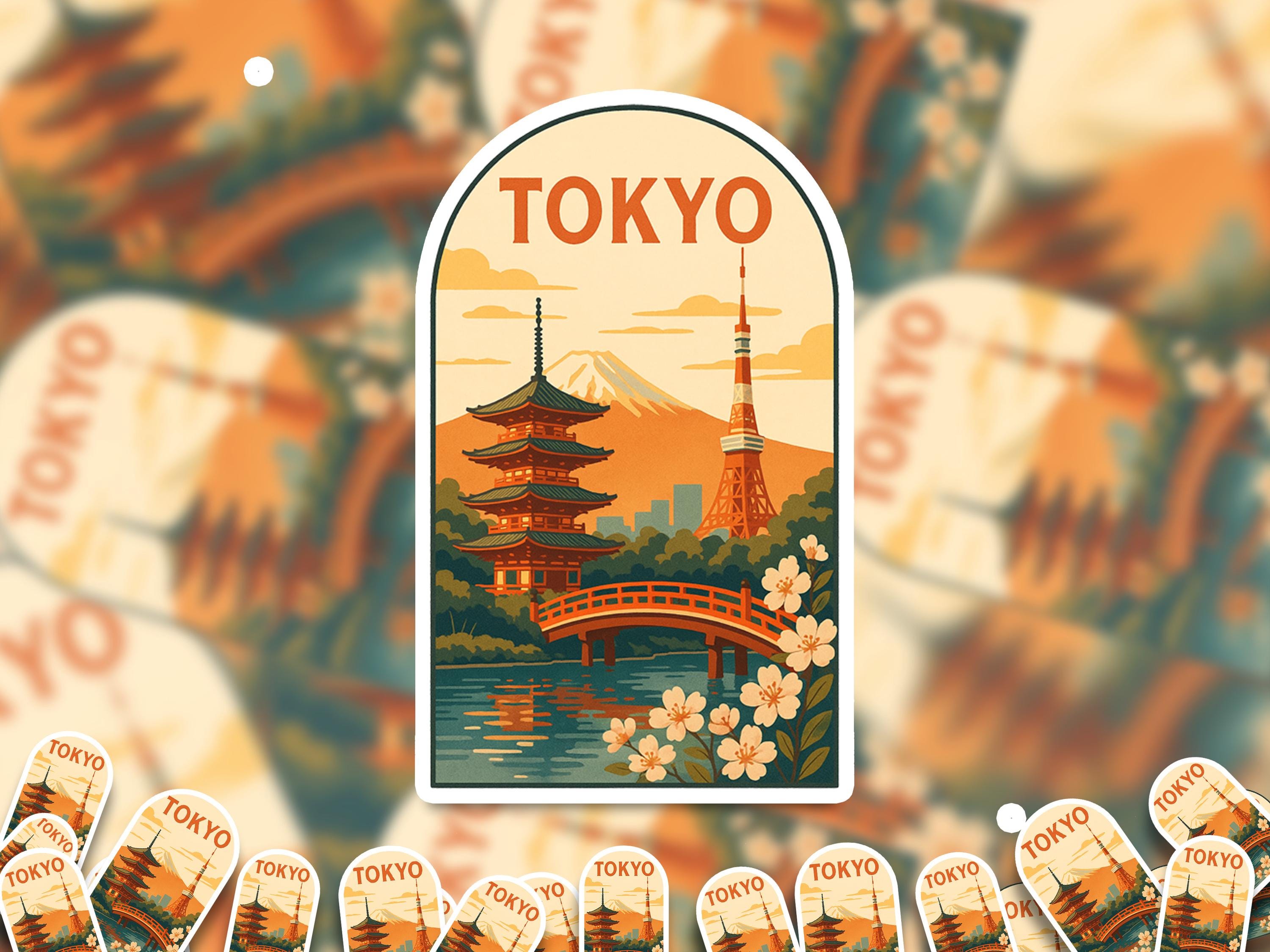 Tokyo Sticker Japan Decal, Vintage City Vinyl, Retro Travel Lover Collection, Journal Scrapbook